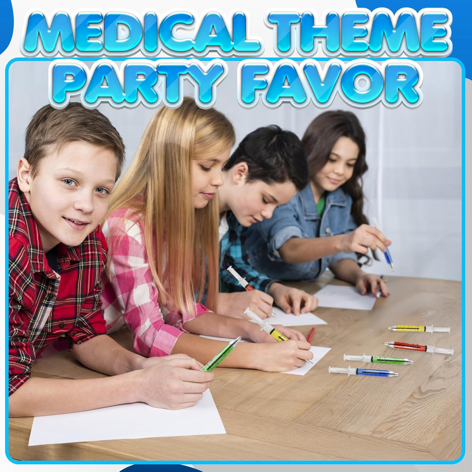 Syringe Pens – (Bulk Pack of 24) Retractable Fun Multi Color Novelty Pen for …