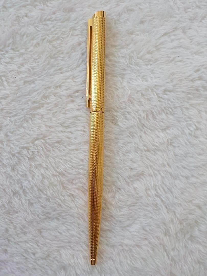DUNHILL Ballpoint Pen Twist Gold Textured Metal 14cm Used Germany
