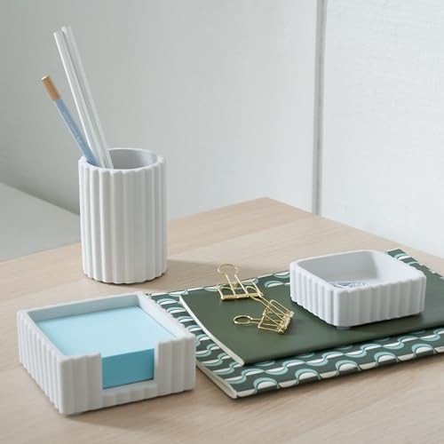 Modern Aesthetic Desk Accessories Set of 3 – Stylish Concrete Organizers Gray