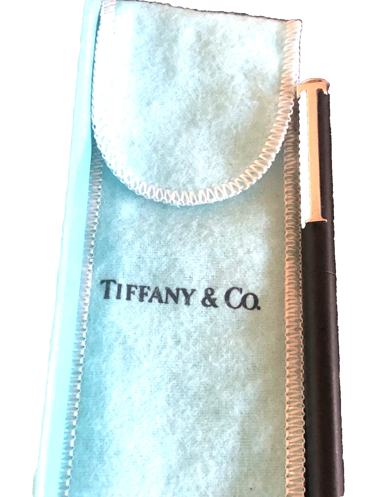 Original Tiffany & Co. Sterling Silver 925 & Black Matte T- Clip Pen And Box