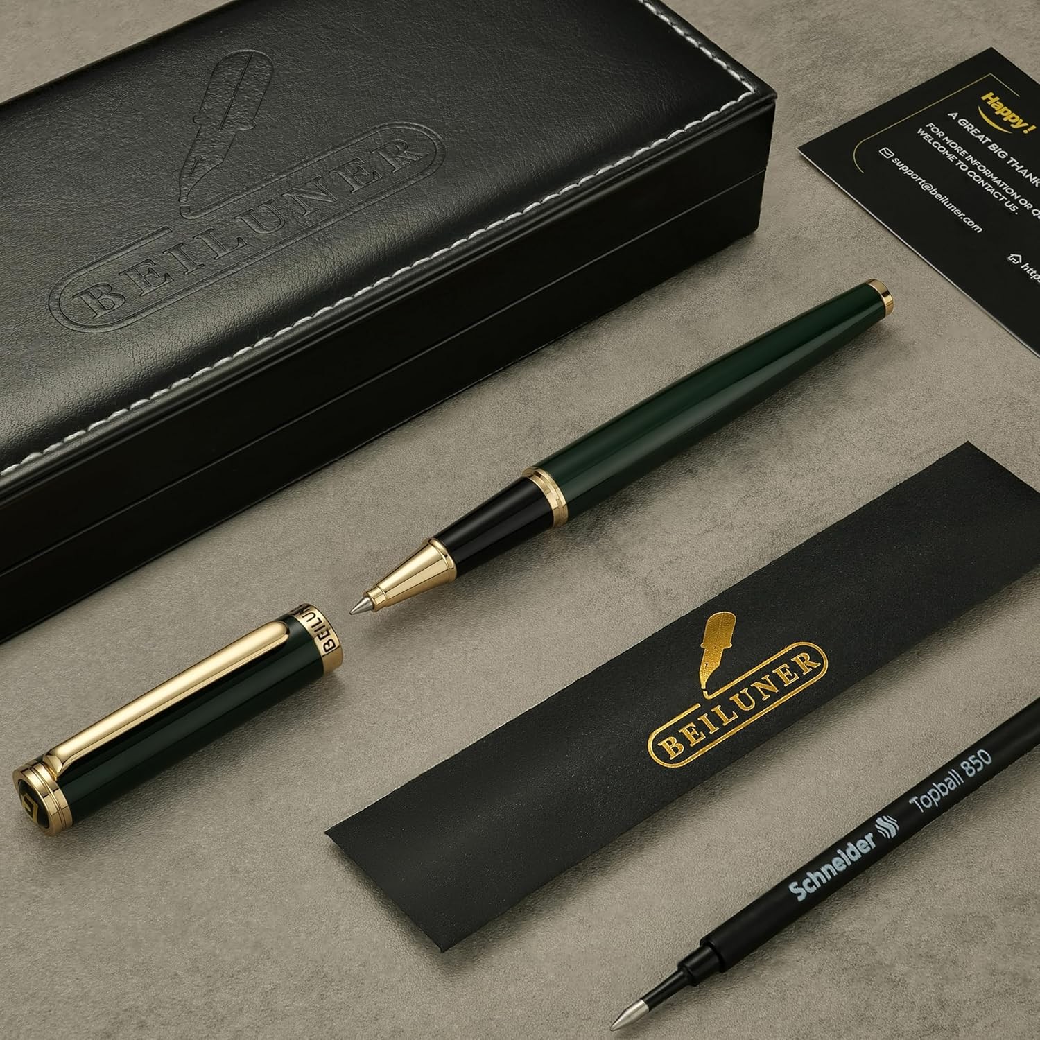 Luxury Rollerball Pen, Stunning Green Lacquer with 24K Gold ,Green and Gold