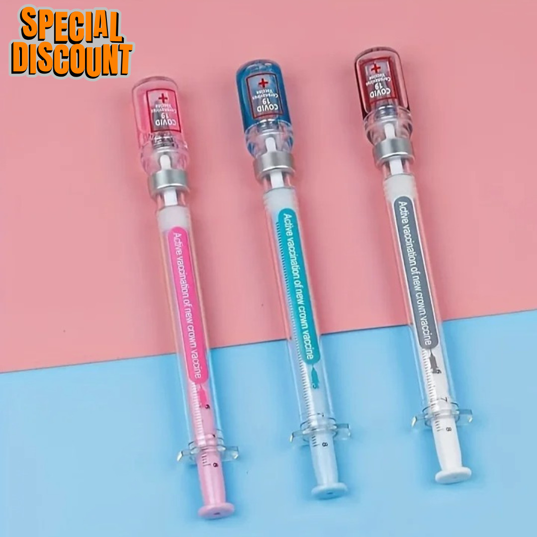5PCS Random Color Belt Syringe Shaped Gel Neutral Pen, Signature Ballpoint Pen,