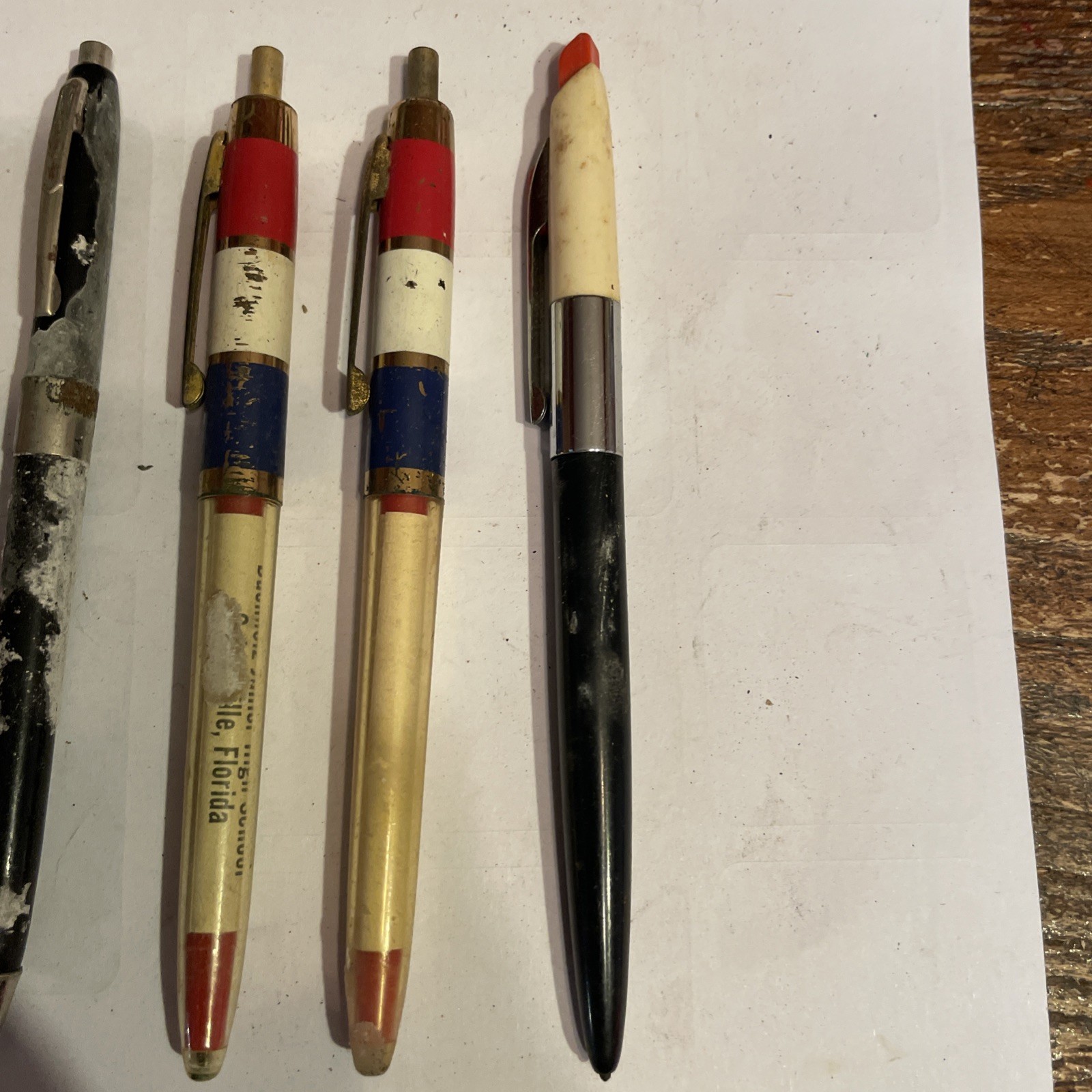7 Vintage Pens Pencils 1960s Scripto Clicky Ballpoint Pen Ink Dried Not Writing