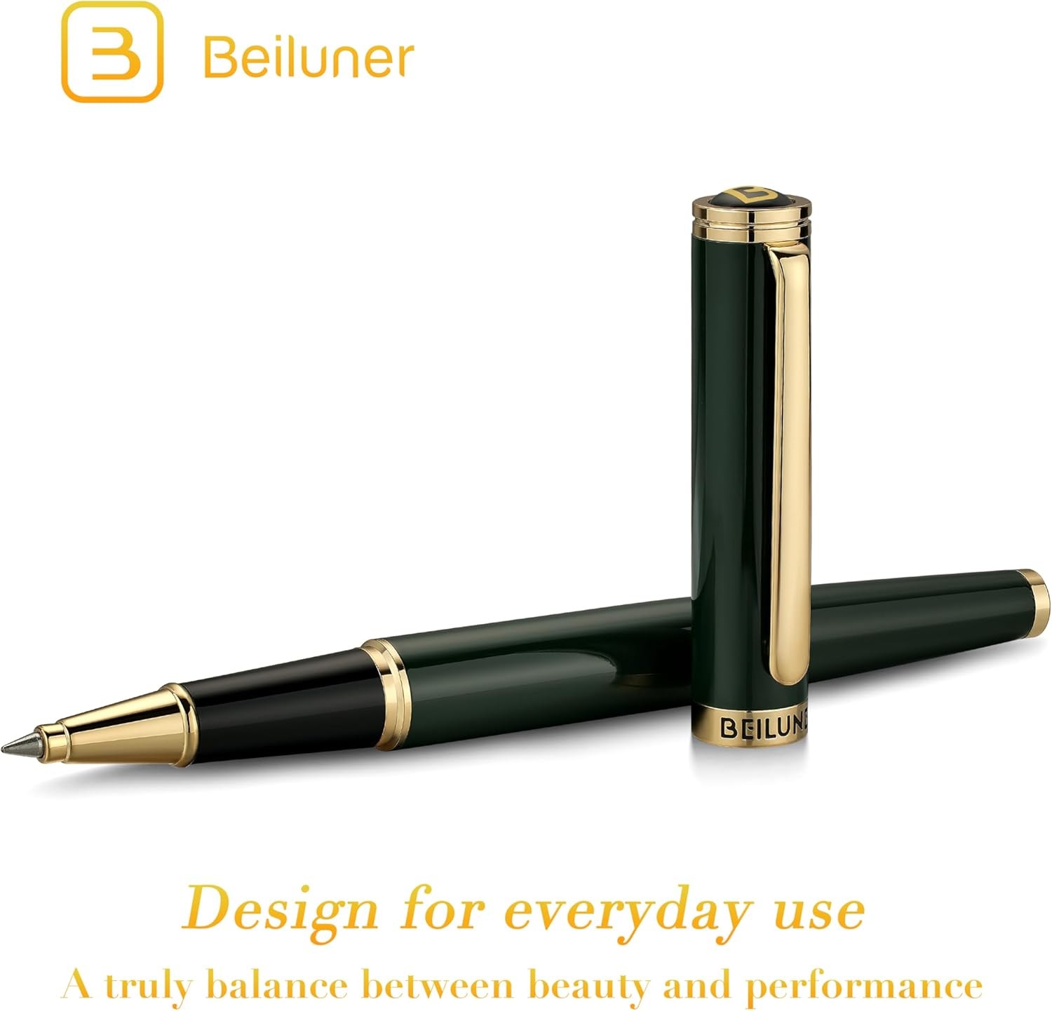 Luxury Rollerball Pen, Stunning Green Lacquer with 24K Gold ,Green and Gold