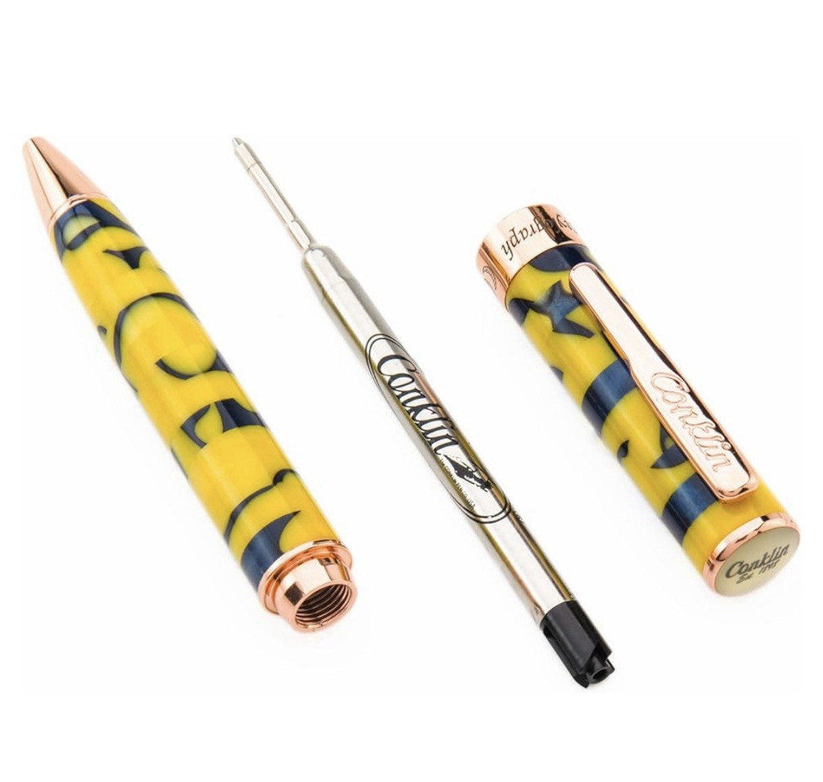Conklin Stylograph Mosaic Ballpoint Pen in Yellow/Blue – NEW in Box