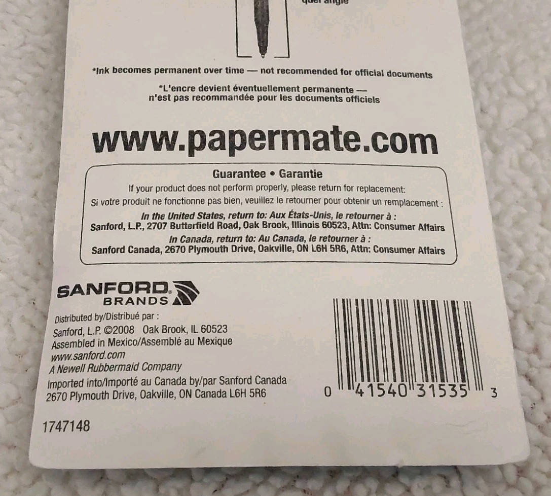 Paper Mate Erasable Ball Point Pens Blue Ink 1.0mm 2008 Sealed 31535