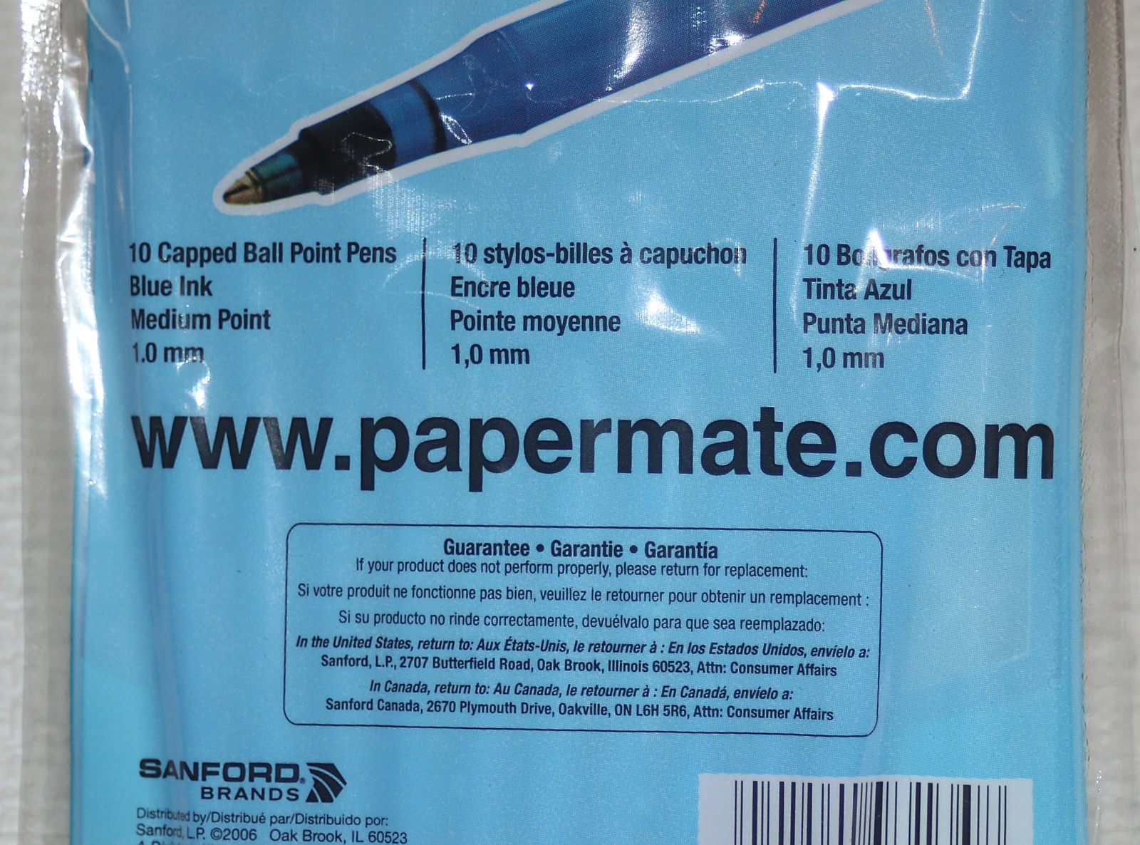 Vintage Paper Mate Write Bros Blue Cap Pens Pack Of 10 Sealed NOS