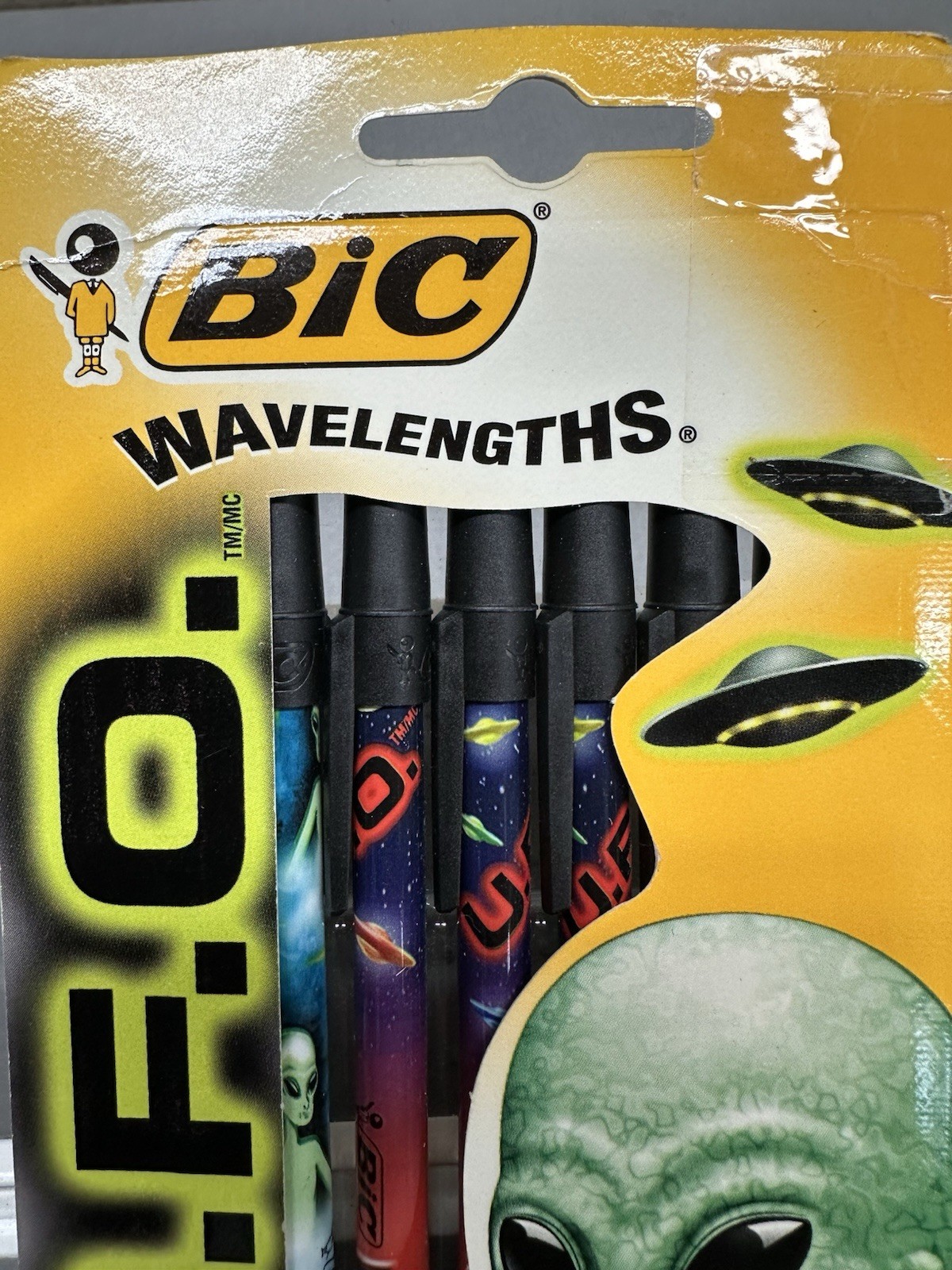 Bic Wavelengths UFO Alien Stick Pens Black Ink Ballpoint 1997 NEW