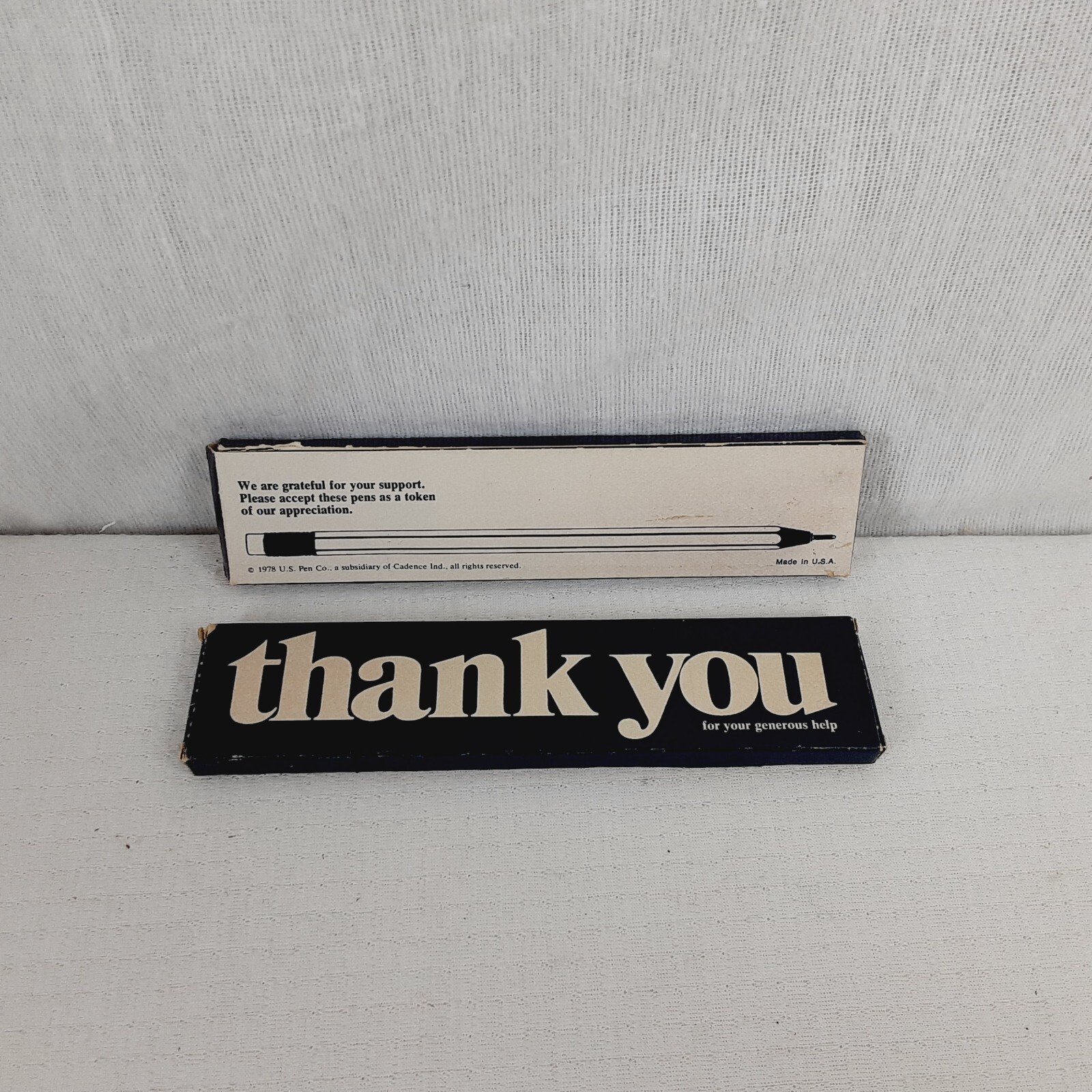 Thank You 1978 US Pen Company Set of 7 Ball Point Pens DRIED UP with Erasers New