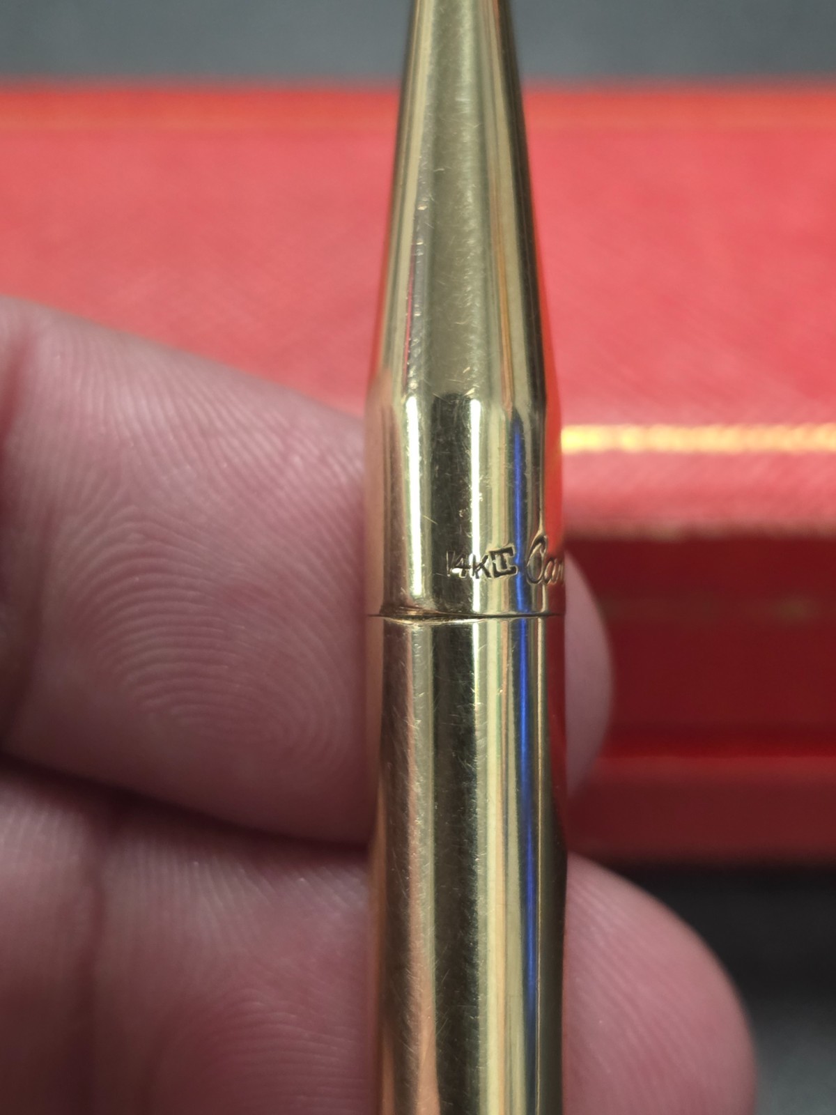Vintage Cartier Solid 14K Yellow Gold Smooth 4″ Ballpoint Pen in Box 4176 RARE