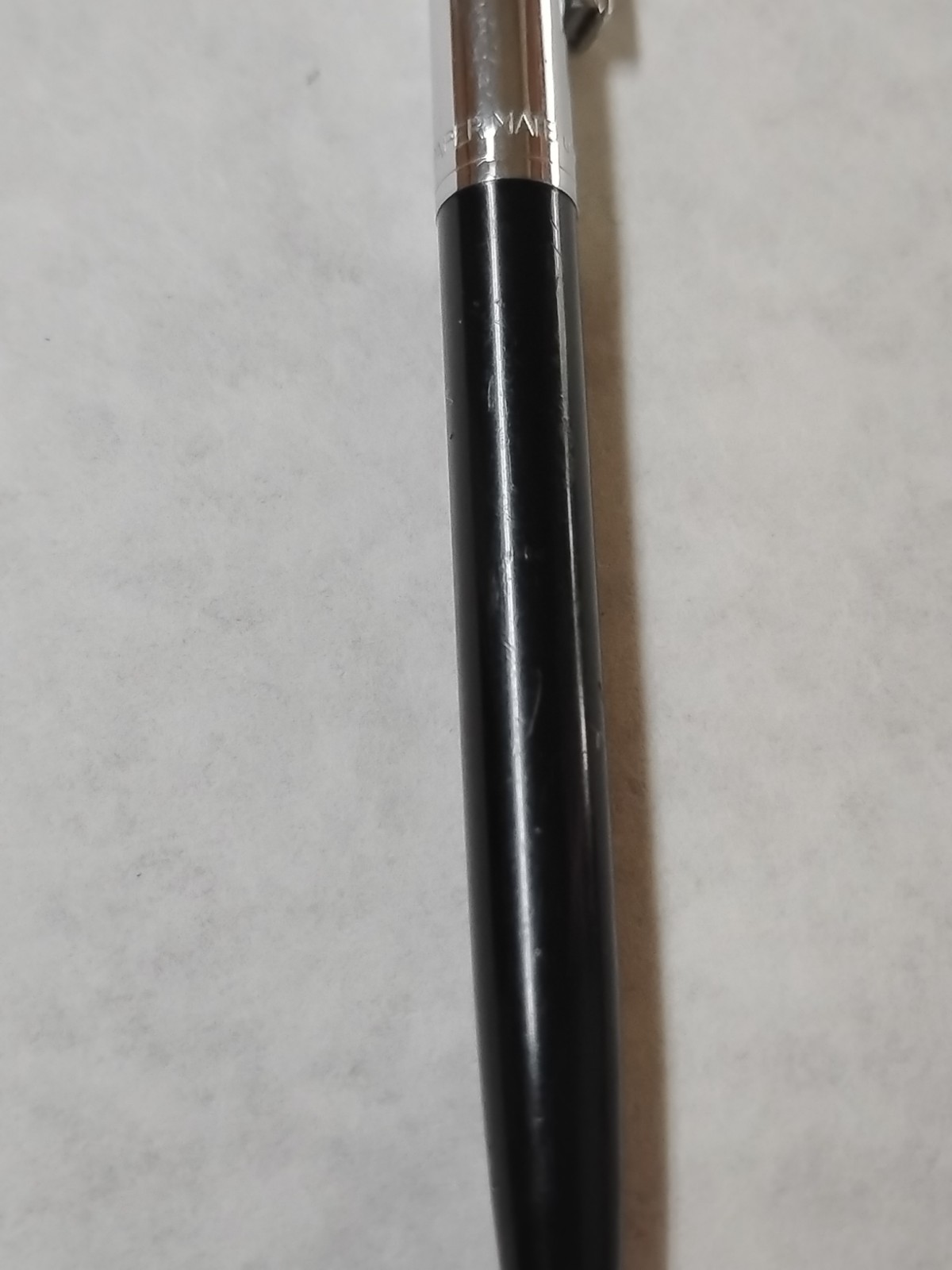 Vintage Paper Mate Profile Slim Grip Black Chrome Two Heart Ballpoint Pen #Q7