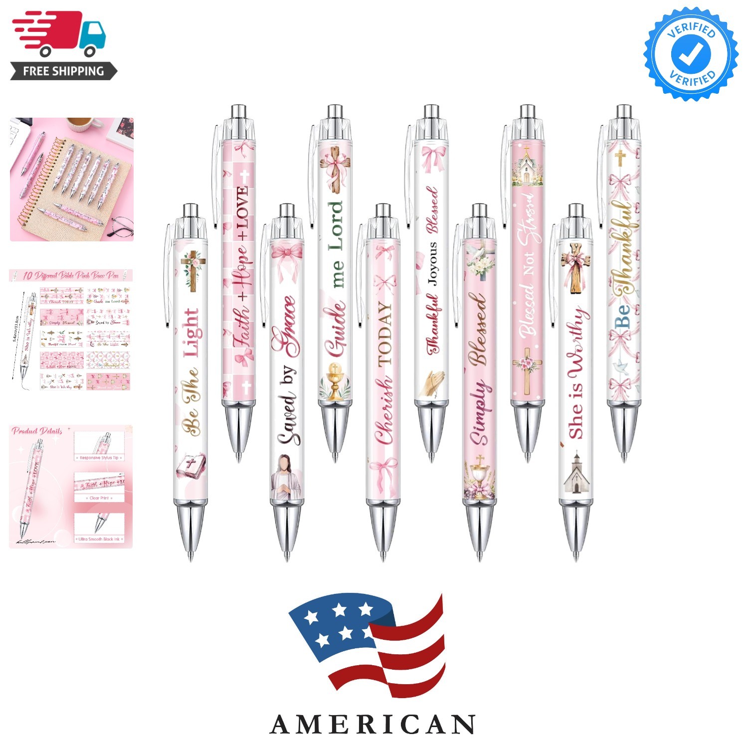 10 Pcs Christian Pens for Women Religious Ink Pens Easter Gifts Inspirational…