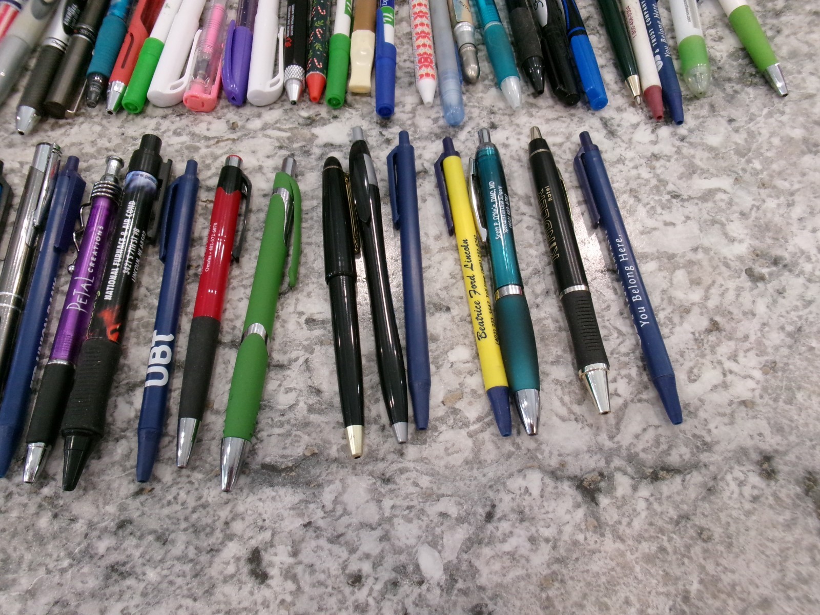 Mixed Lot Of 50 Pens, Vintage & Current, Various Brands, Colors