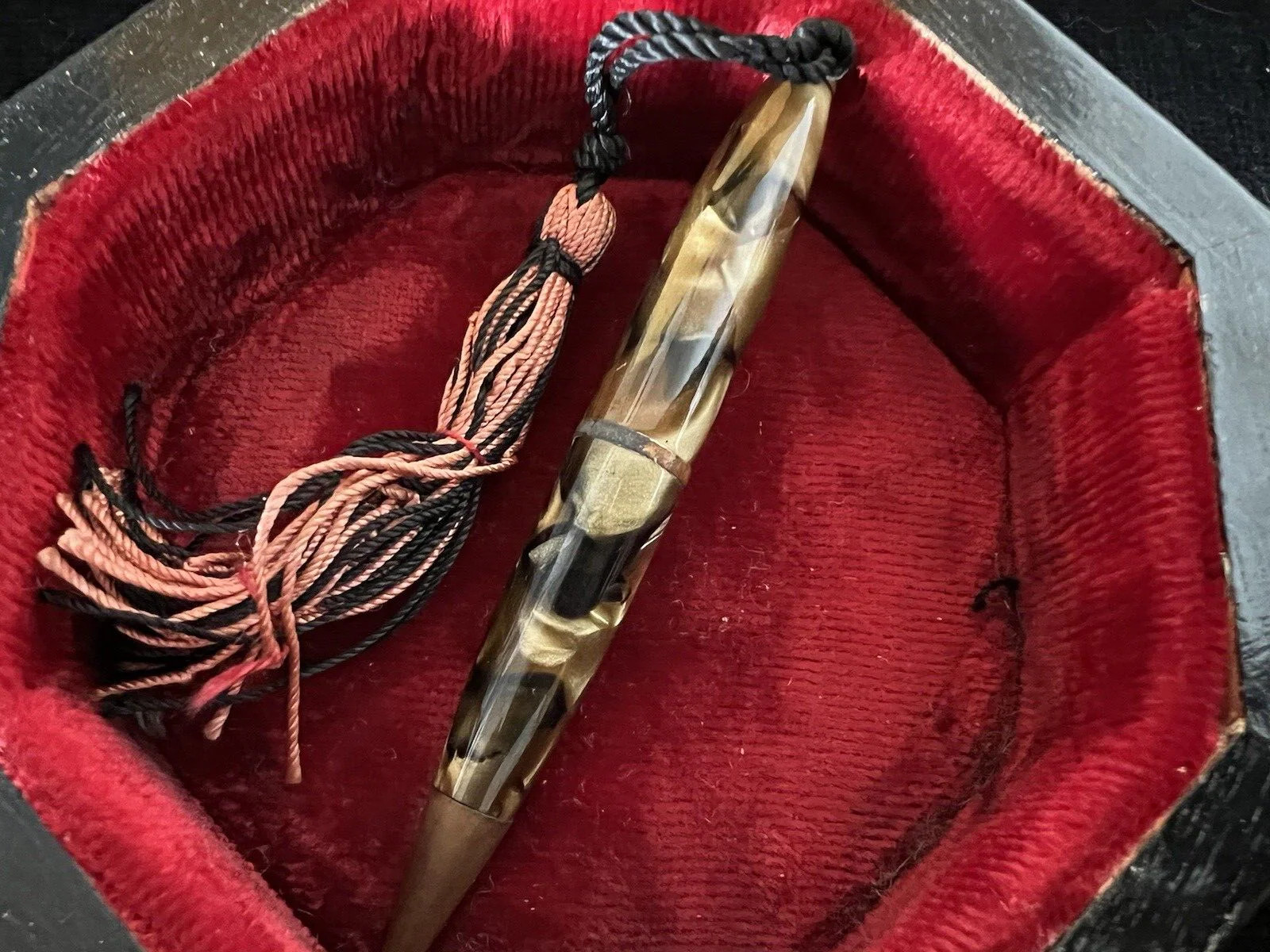 Celluloid Marbled Mechanical Pencil With Hook Charm Vintage 1930