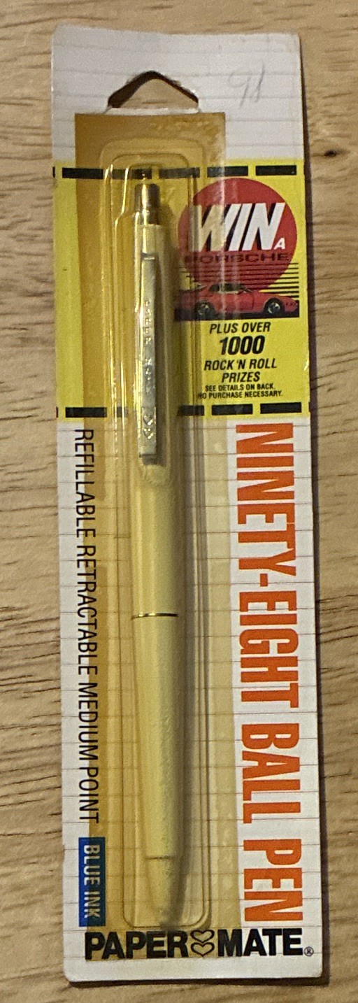 VTG Paper Mate Ninety Eight White Pen Double Heart Logo 1989 NOS