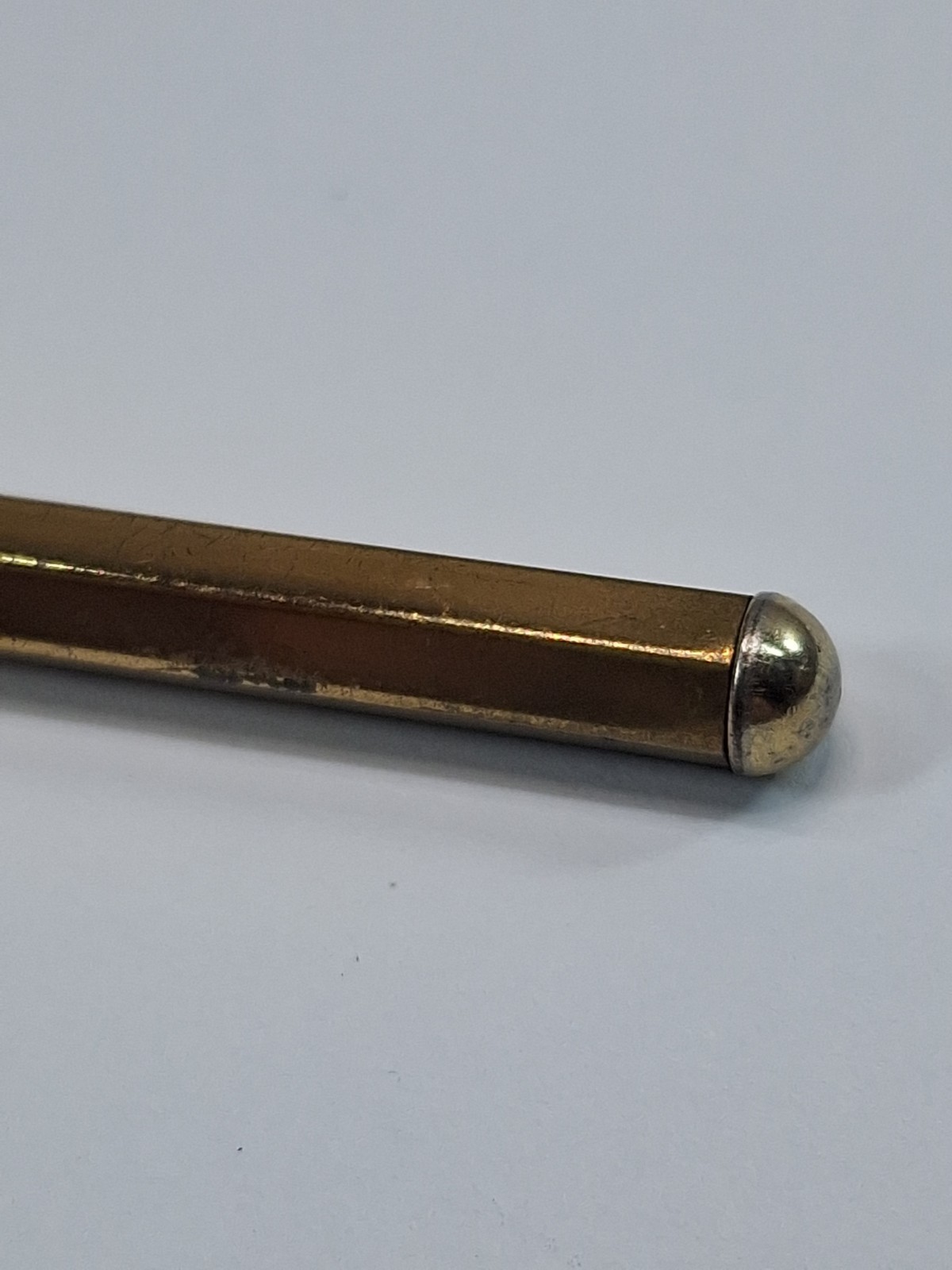 Vintage Slim Mini Brass Hexagonal Mechanical Pencil MCM Deskware 5″ -used-