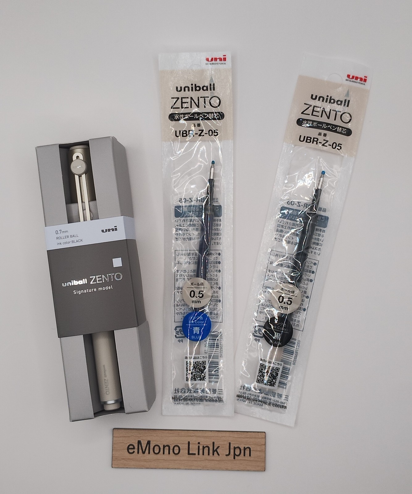 MITSUBISHI uniball ZENTO Signature Model 0.7mm Gold + 0.5mm Refills Black & Blue