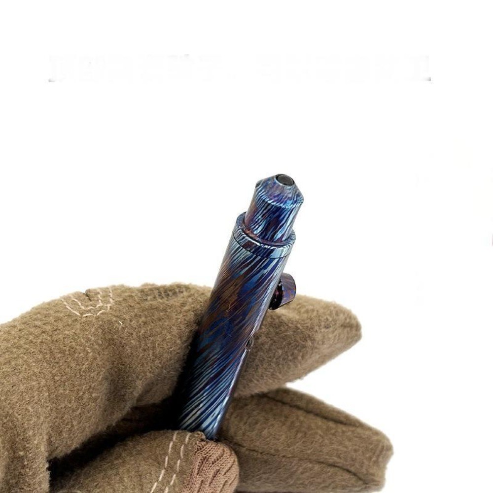 EDC Titanium Damascus Ballpoint Pen Bolt Action Signature Writing Pen Outdoor
