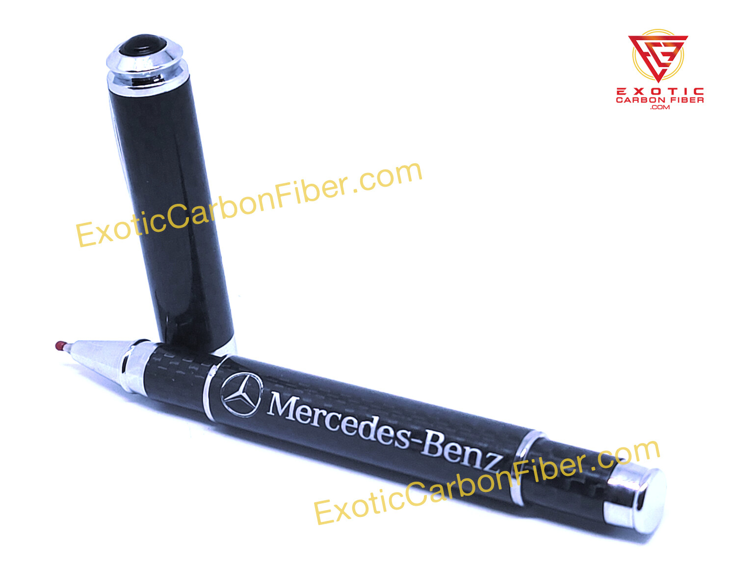 Mercedes Silver Text and Logo Carbon Fiber Ballpoint Pen – Great Gift!!