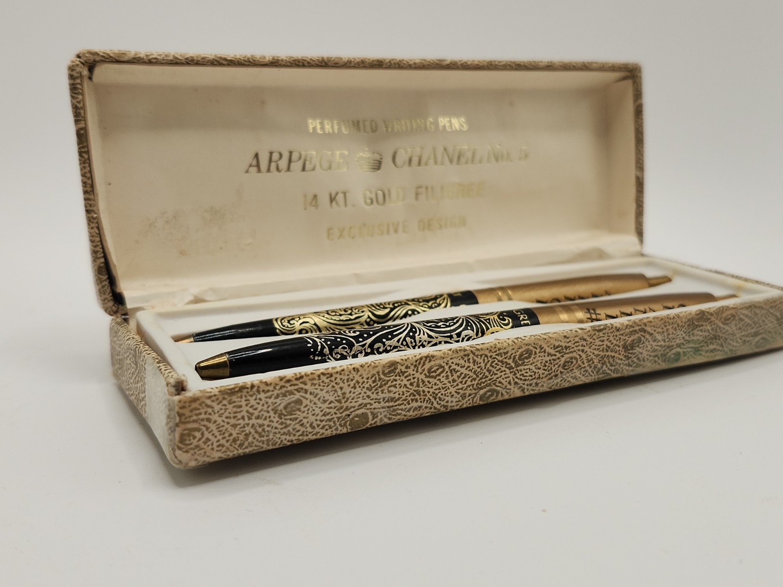 Vtg, Inside BoxMCM Arpege Chanel No.5 14k Gold Ballpoint Pen Set