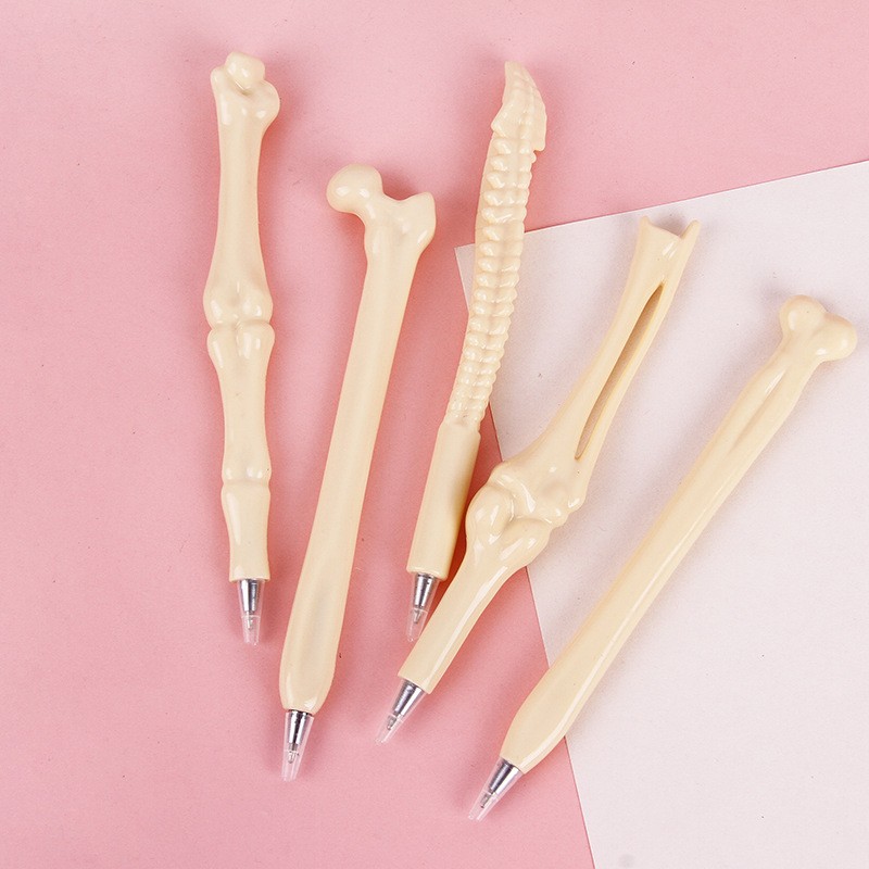 5 PCS Creative Novelty Bone Shape Ballpoint Pens, 1.0Mm Black Ink Bone Model Pen