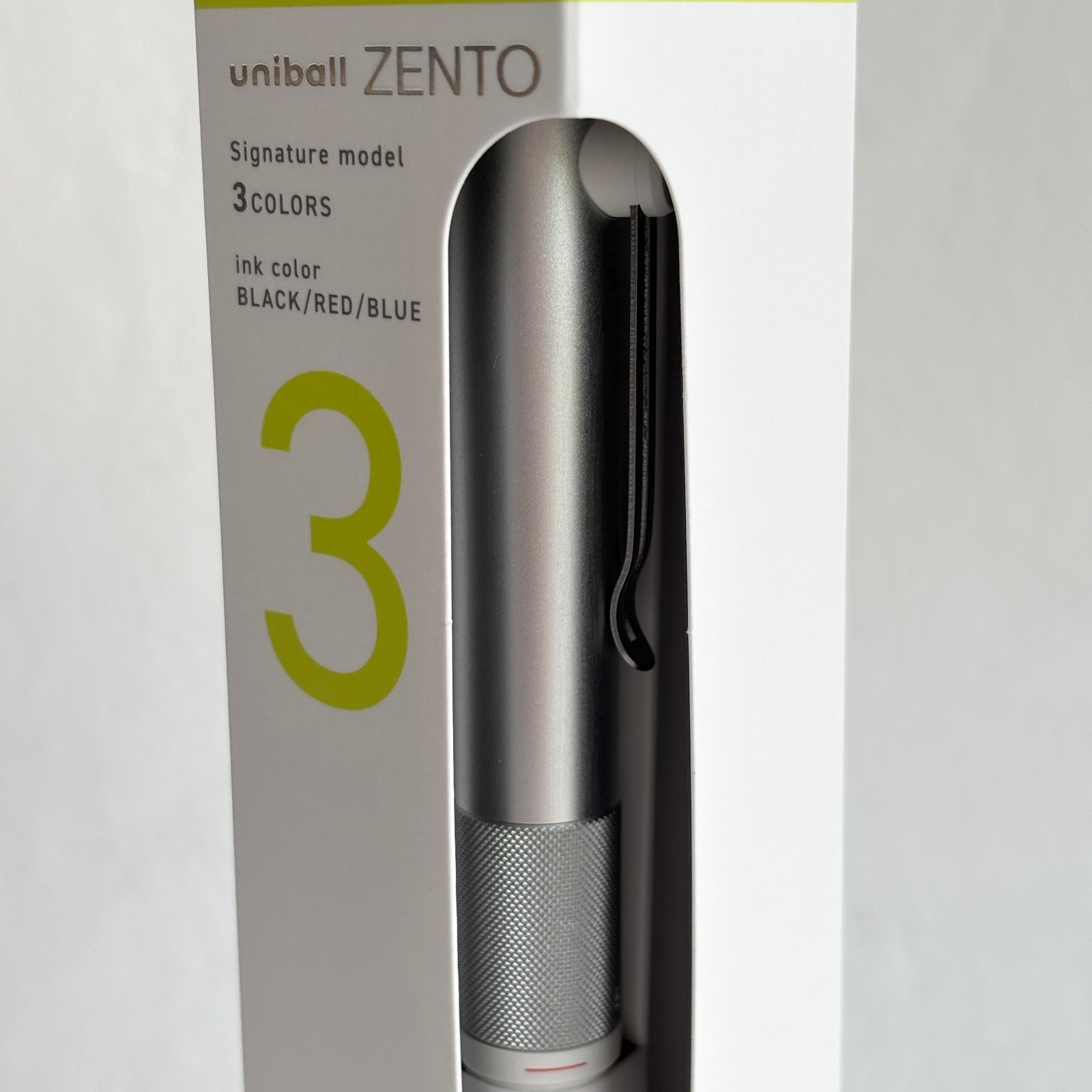 uniball ZENTO Signature Model 3-Color Ballpoint Pen 0.38mm Silver Black/Red/Blue