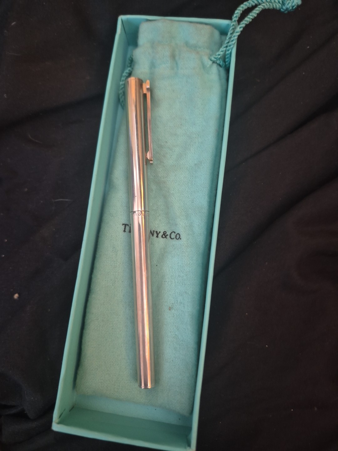 Tiffany & Co. Engine Turned Ballpoint Pen 925 Sterling Silver Vintage Germany