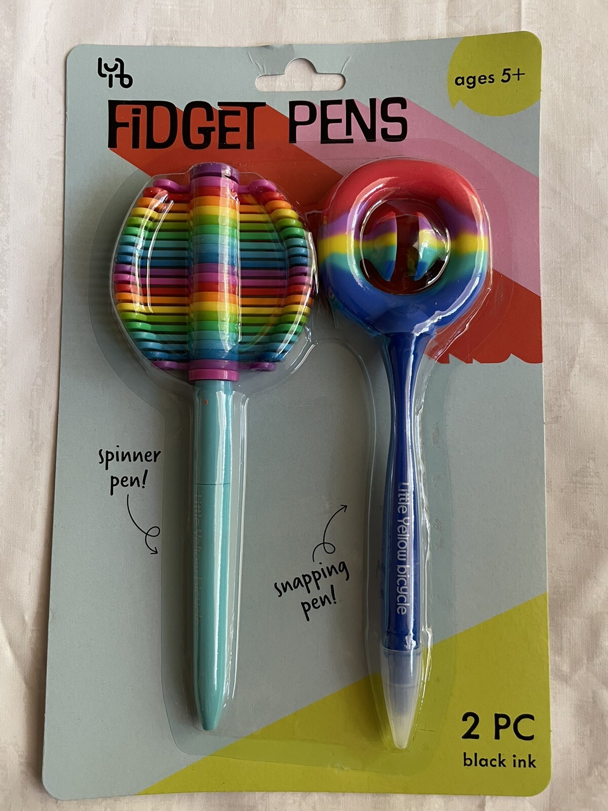 Fidget Pen Set of 2, Black Ink, Twist Pen, Pen with Cap