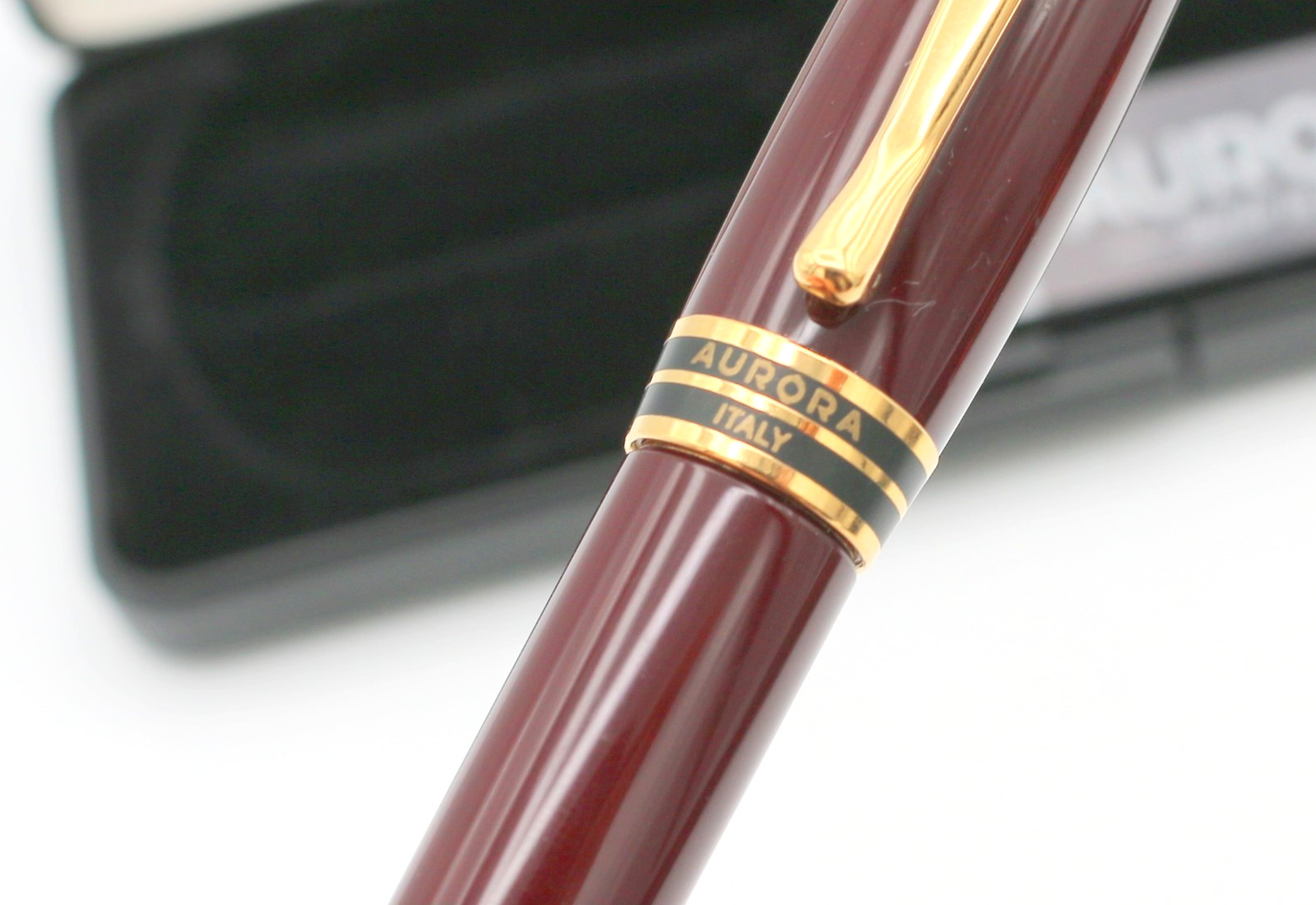 Aurora Optima Burgundy Ballpoint Pen Made In Italy w/ Box & Paper *Black Ink*
