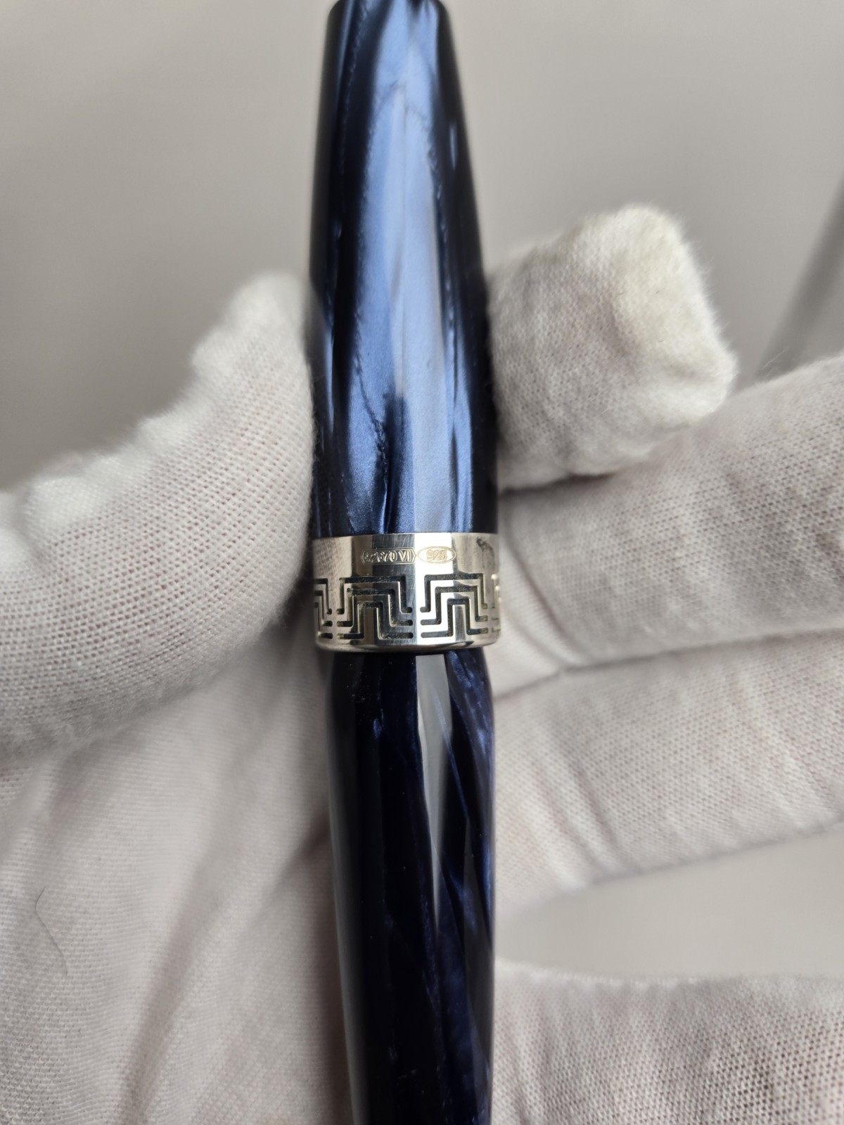 Montegrappa Miya Ballpoint Pen Midnight Blue Celluloid & Sterling ISMYTBCD