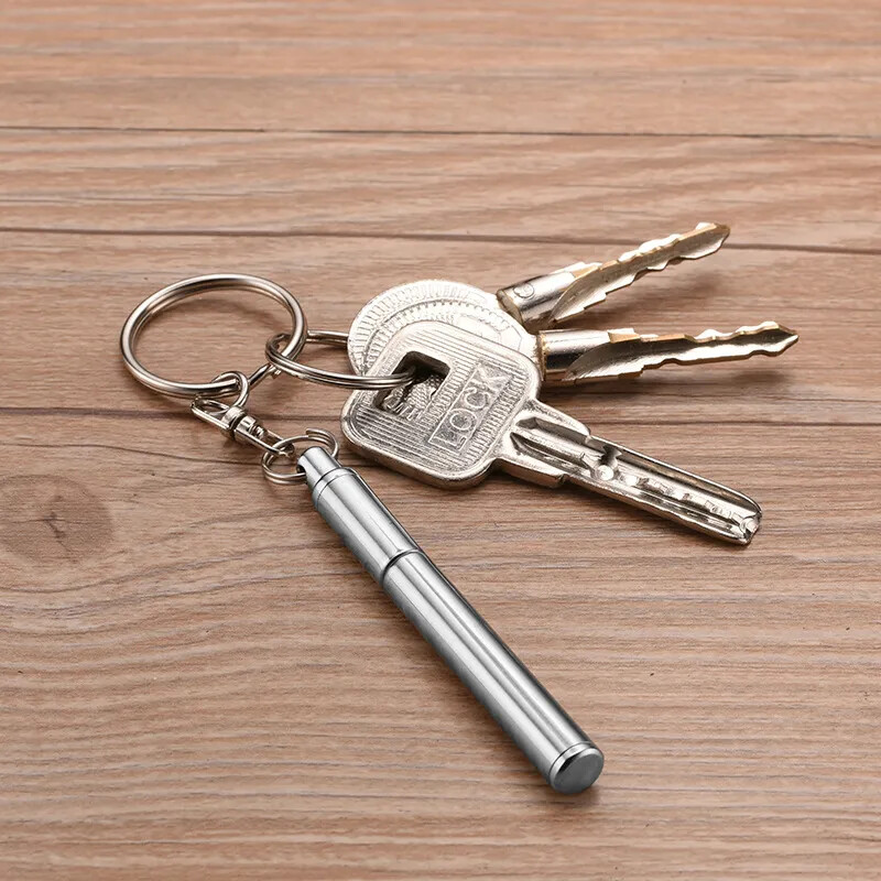 Multifunctional Portable Key Ring Stainless Steel Telescopic Pen Ball Point Pen