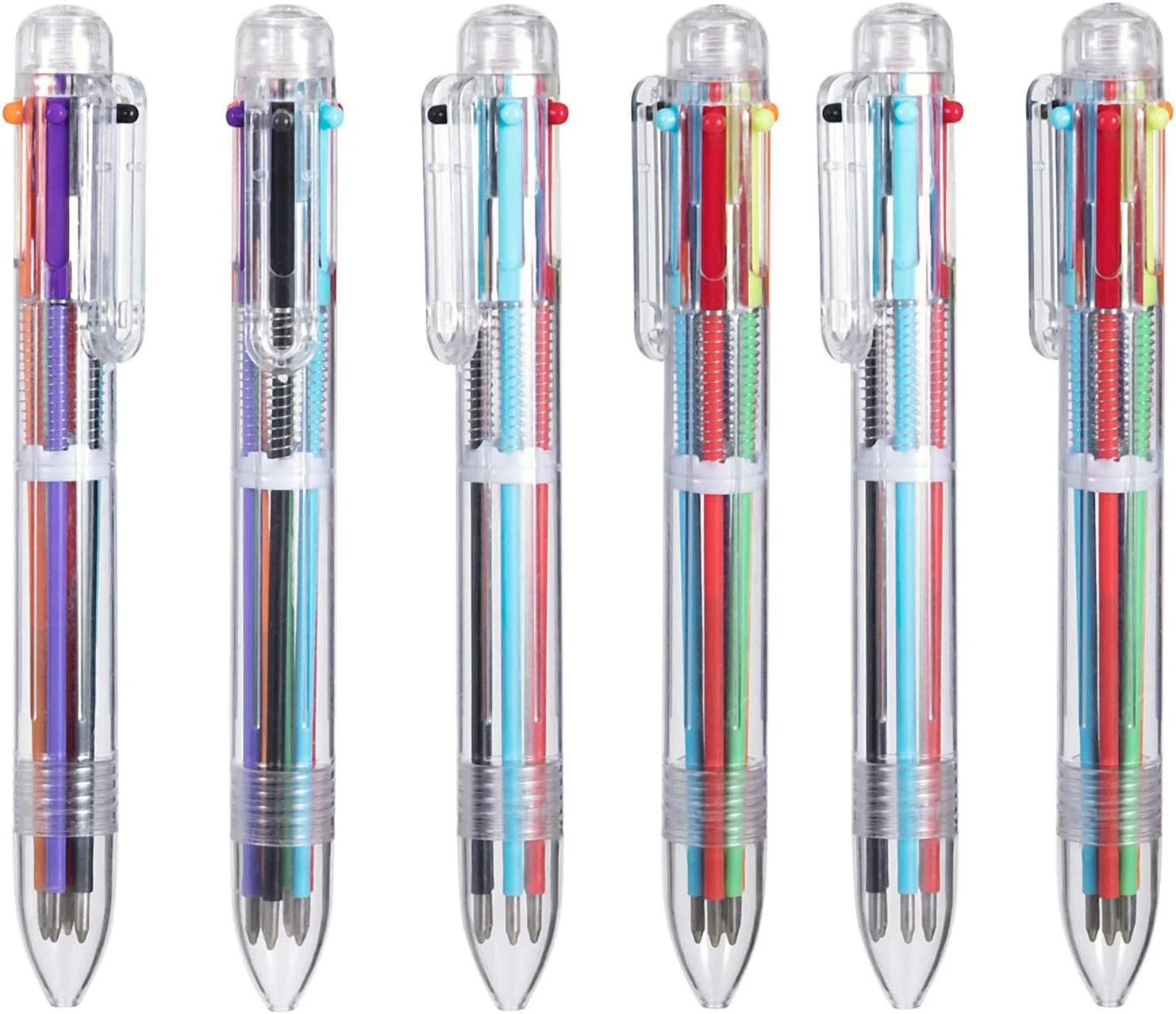 6 Pack Multicolor Pen, 6-Color Retractable Ballpoint Pens, Fun Pens | 0.5mm 6-in