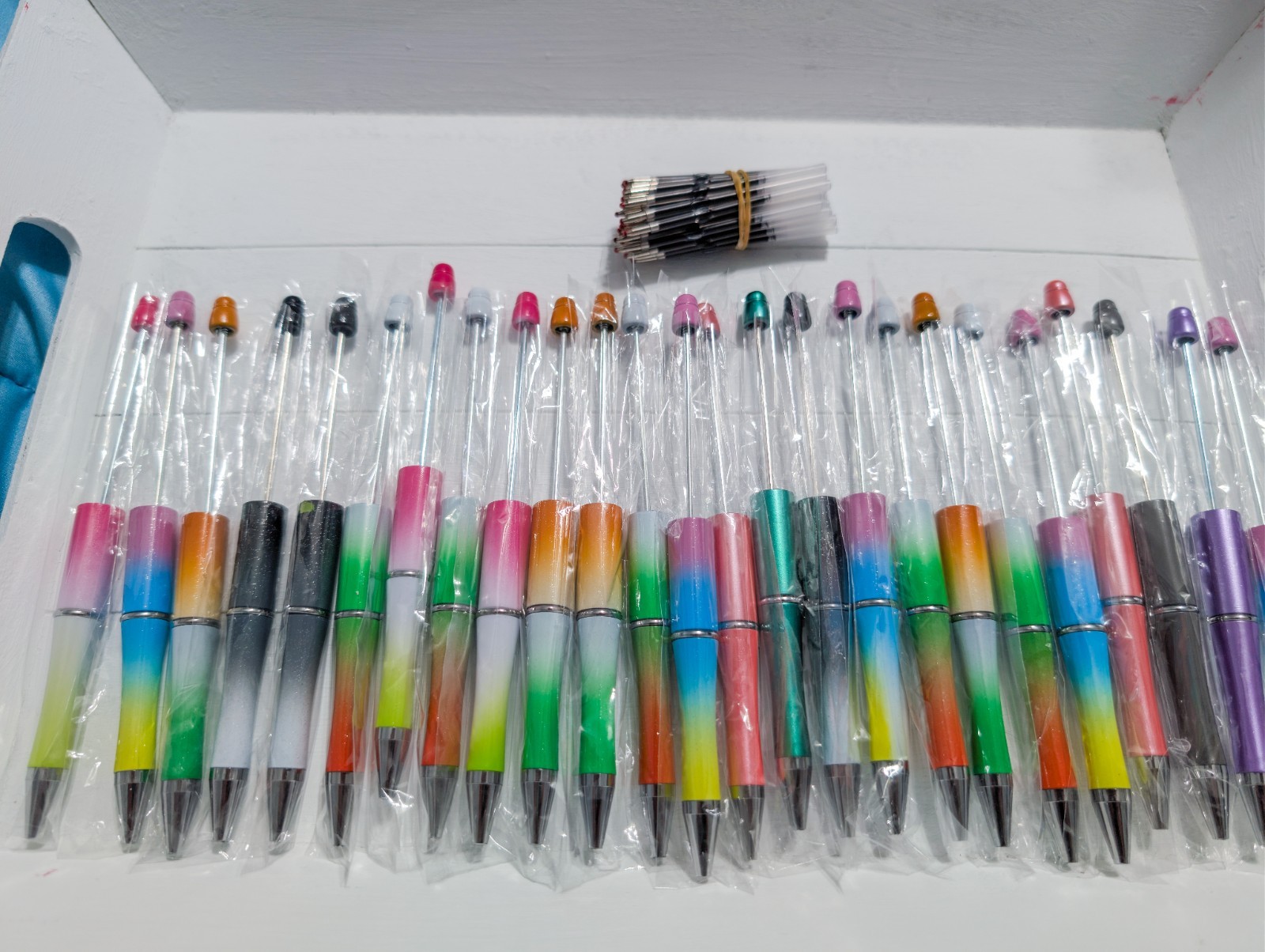 25pc DIY Beadable Pen Kit Blank Ballpoint Pens Bulk 20 Colors Craft Supplies