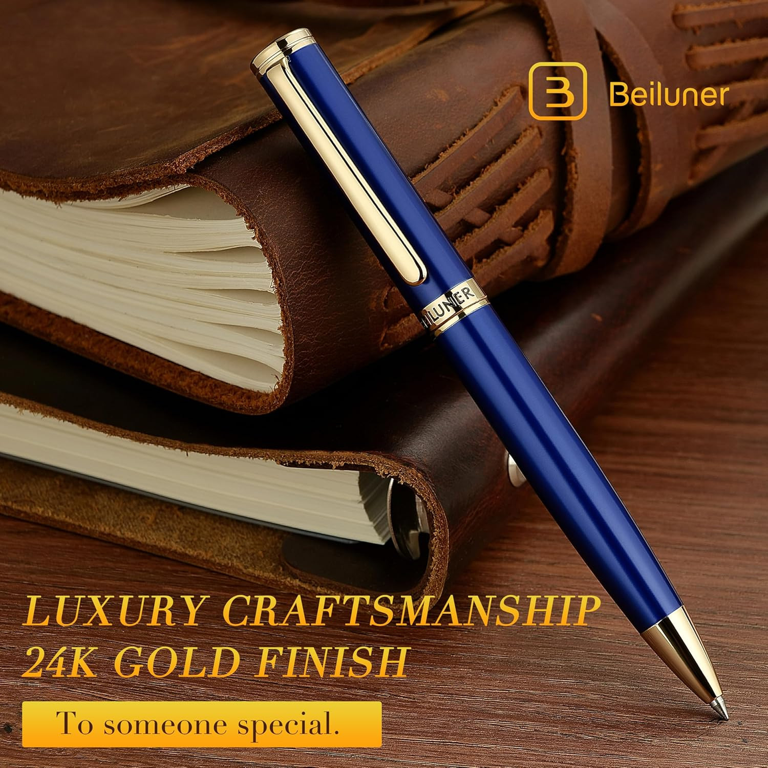 BEILUNER Blue Lacquer Gel Pen – Stunning Luxury Pen with 24K Gold Finish, ADMOK