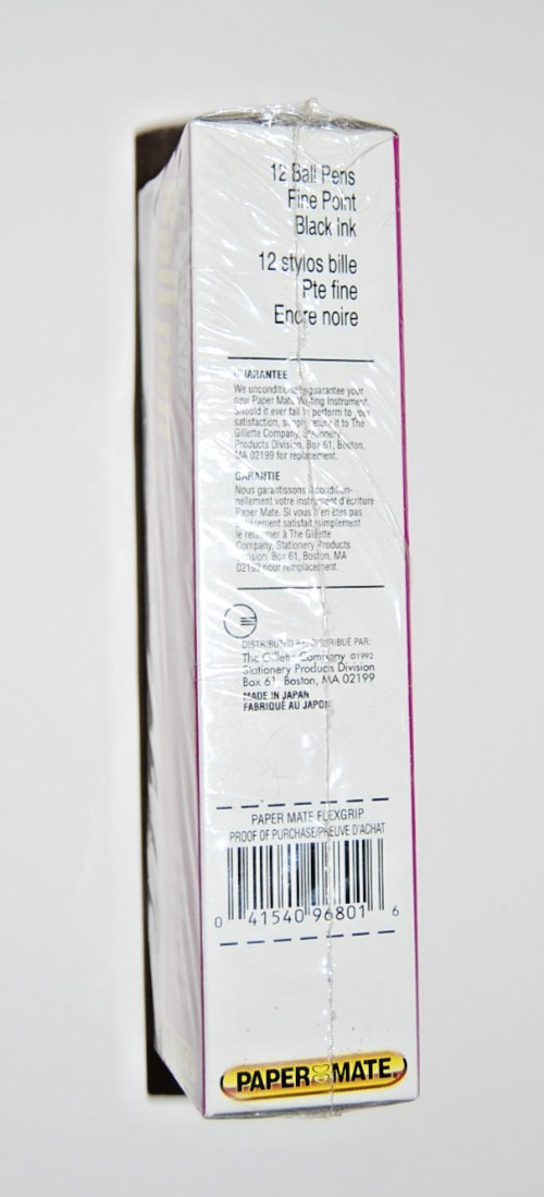 Box of 12 Paper Mate 1992 Flexgrip Fine Point Black Ball Pen Refillable NEW