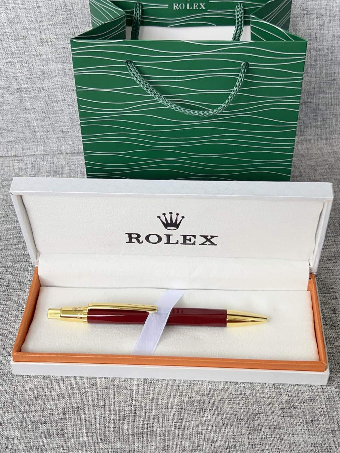 Rolex Classic Red Gold Trim Ballpoint Pen Luxury With Gift Box
