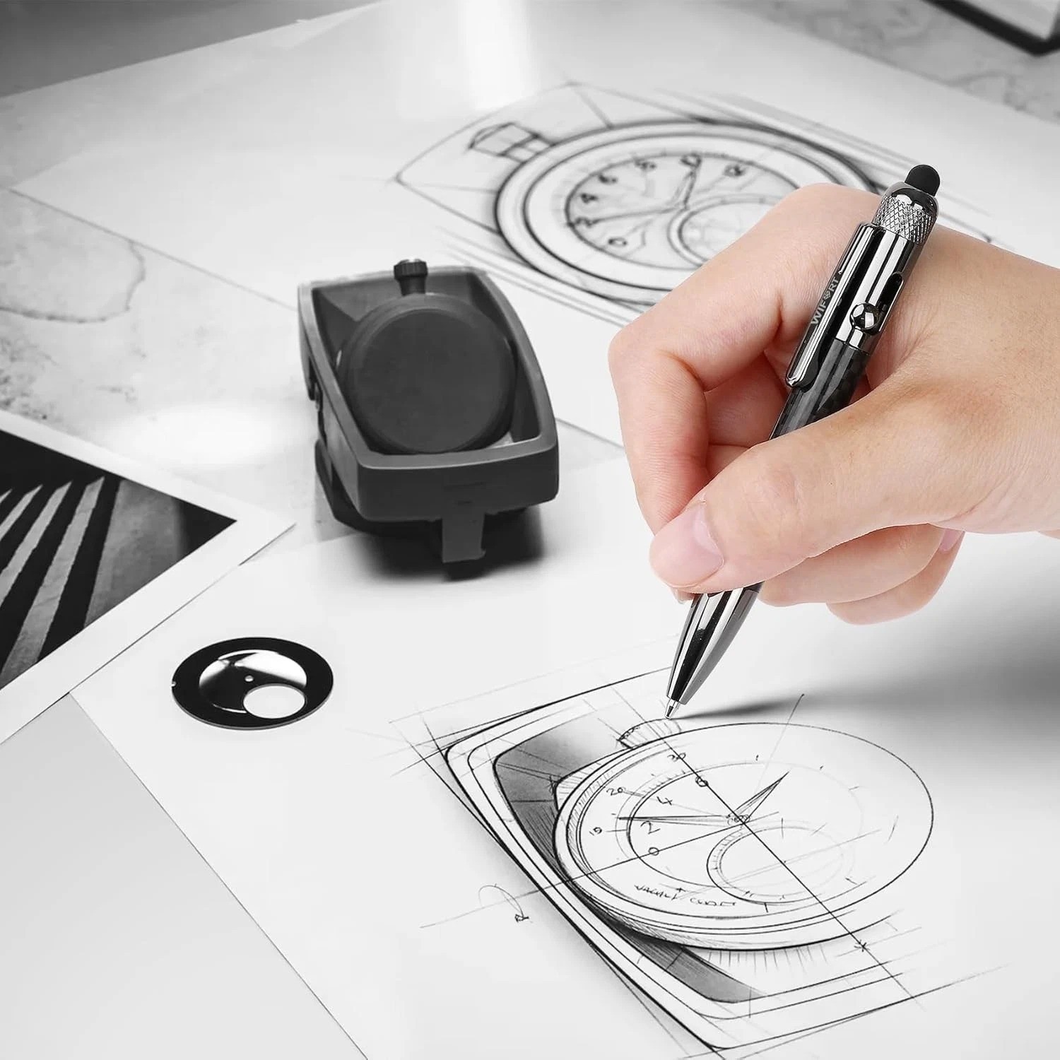 WIFORT Ballpoint Pen,Mini Stylus Pen, Multifunctional Carbon Fiber Pen with Repl