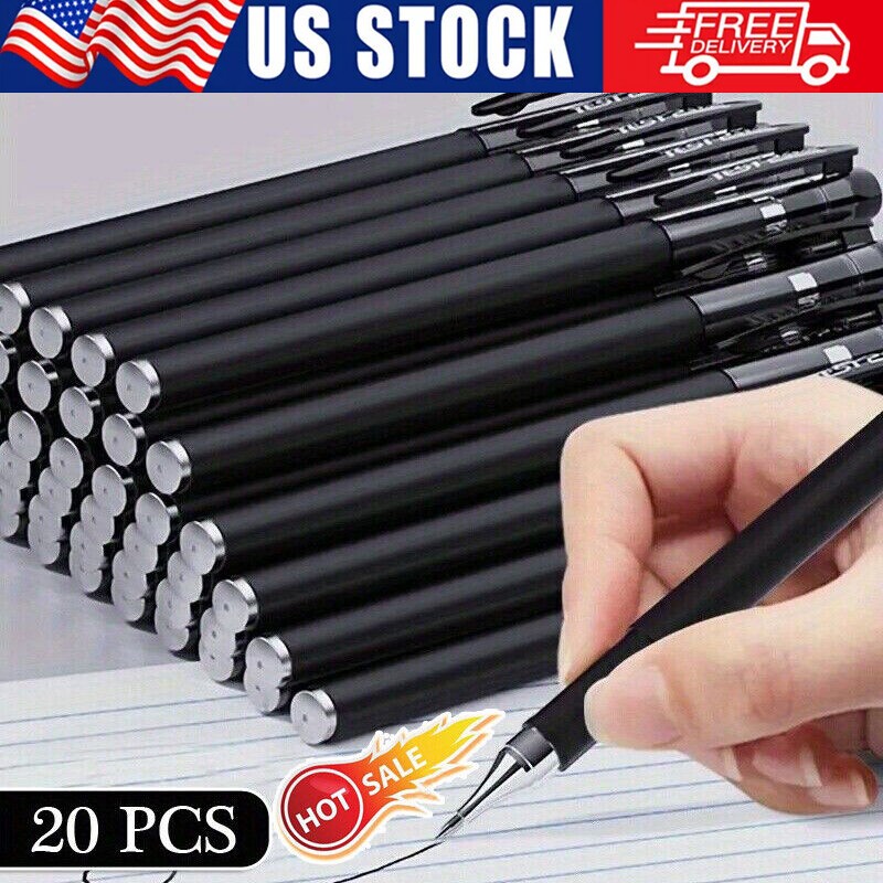 20PCS Ball Point Pens BLACK Gel Ink Pen Smooth Writing – 0.5mm Nib – Best Price