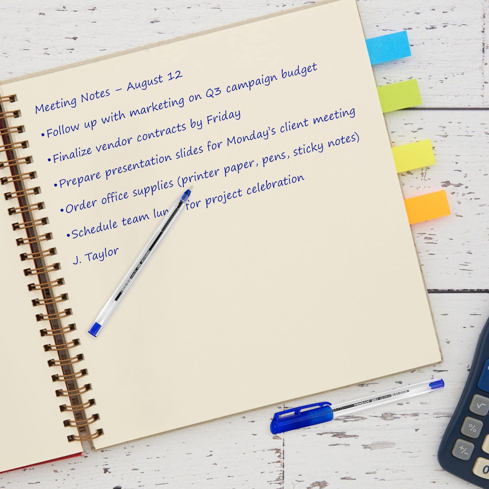 Pensan Blue Ballpoint Pens1.0 Mm Medium Point Blue Pens Ergonomic Triangle Grip