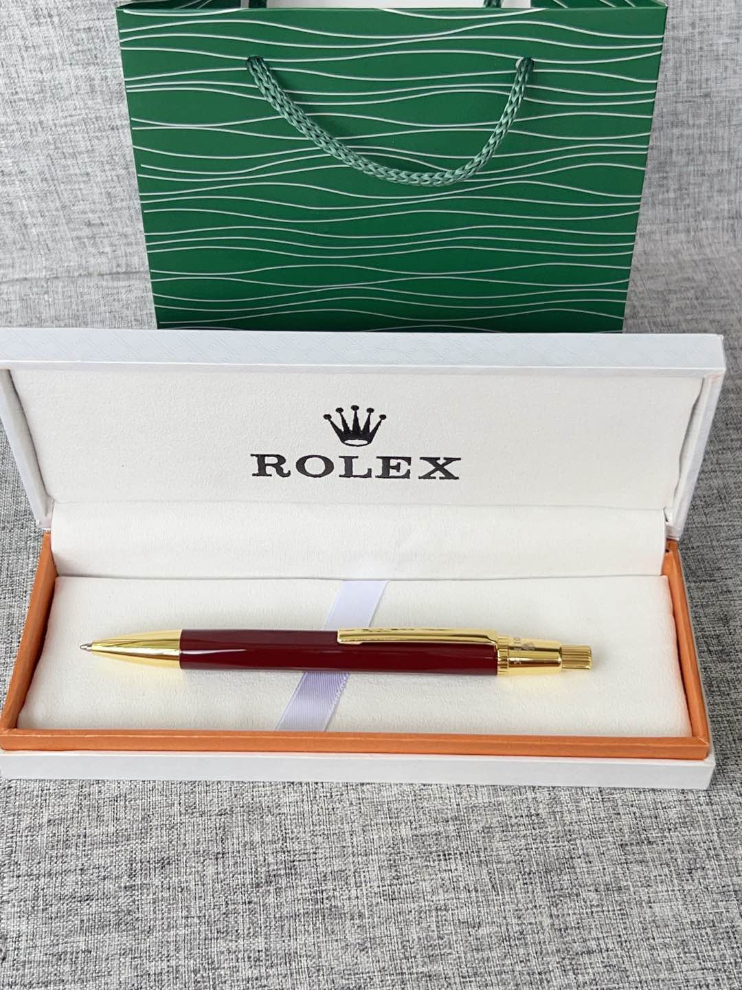 Rolex Classic Red Gold Trim Ballpoint Pen Luxury With Gift Box