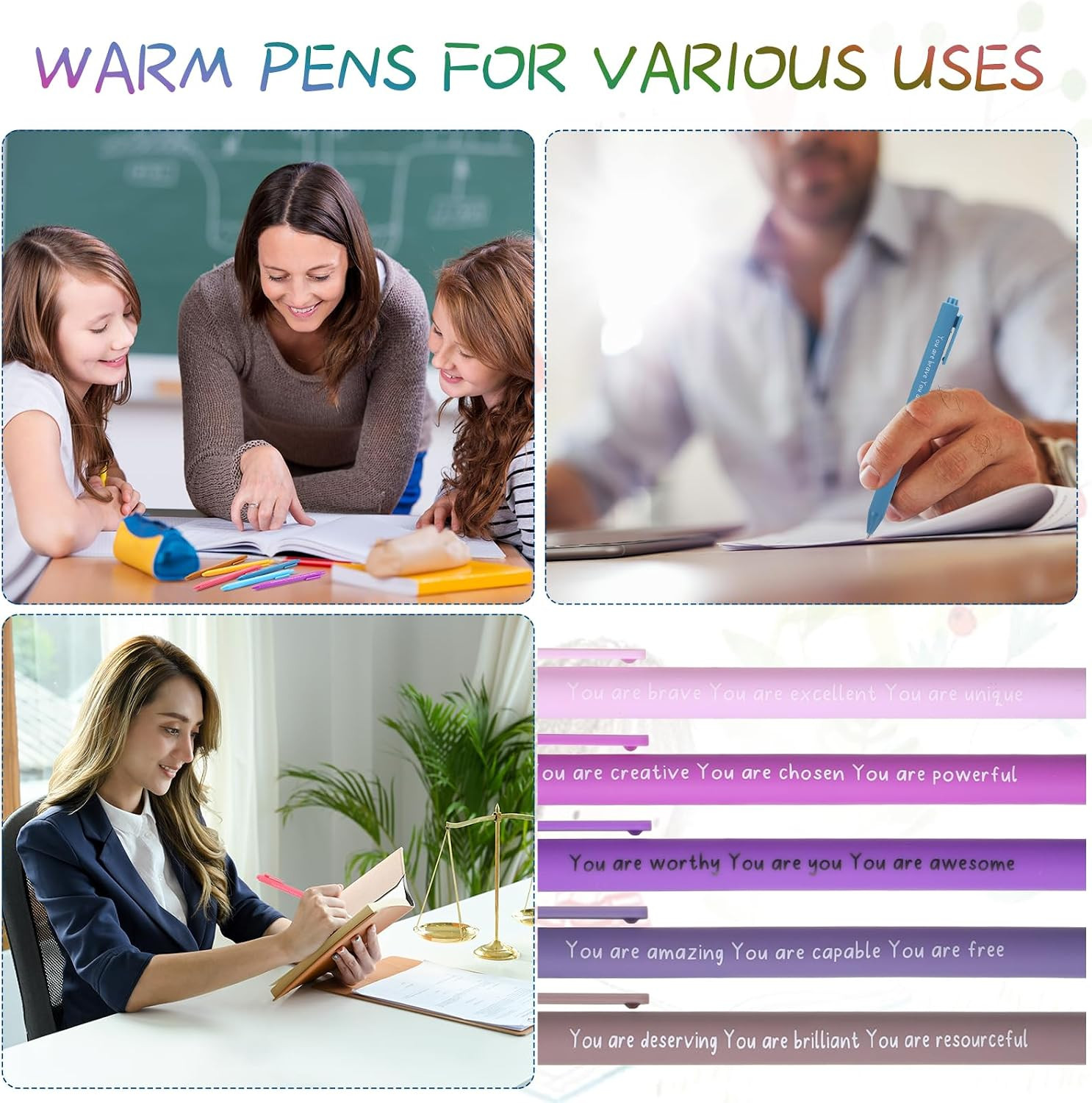 60 Pcs Inspirational Pens Bulk Motivational Quotes Ballpoint Pen with Stylus Tip