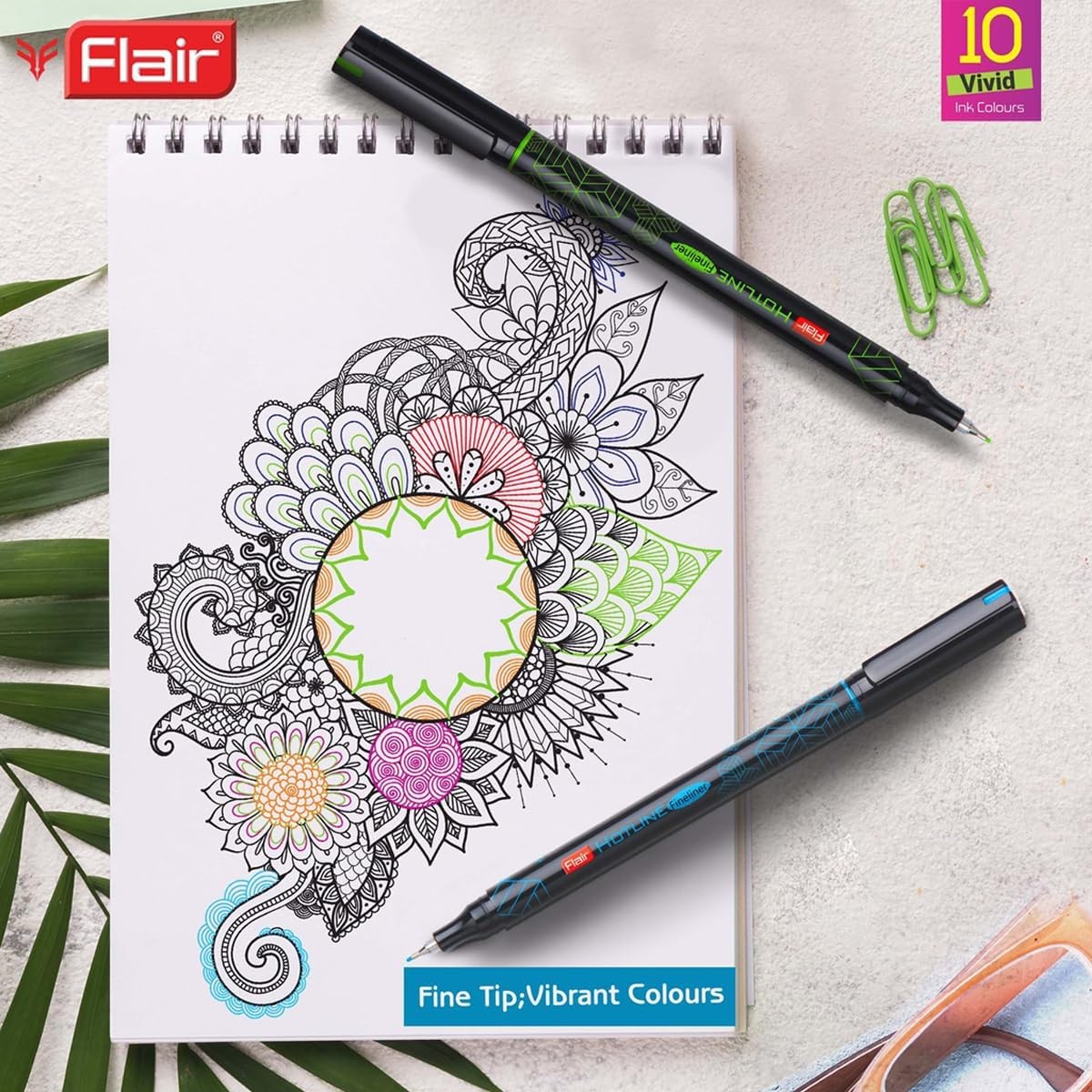 FLAIR Hotline 0.7-1 mm Fineliner Pen Pack of 20PCS Multicolor Ink Sketch Writing