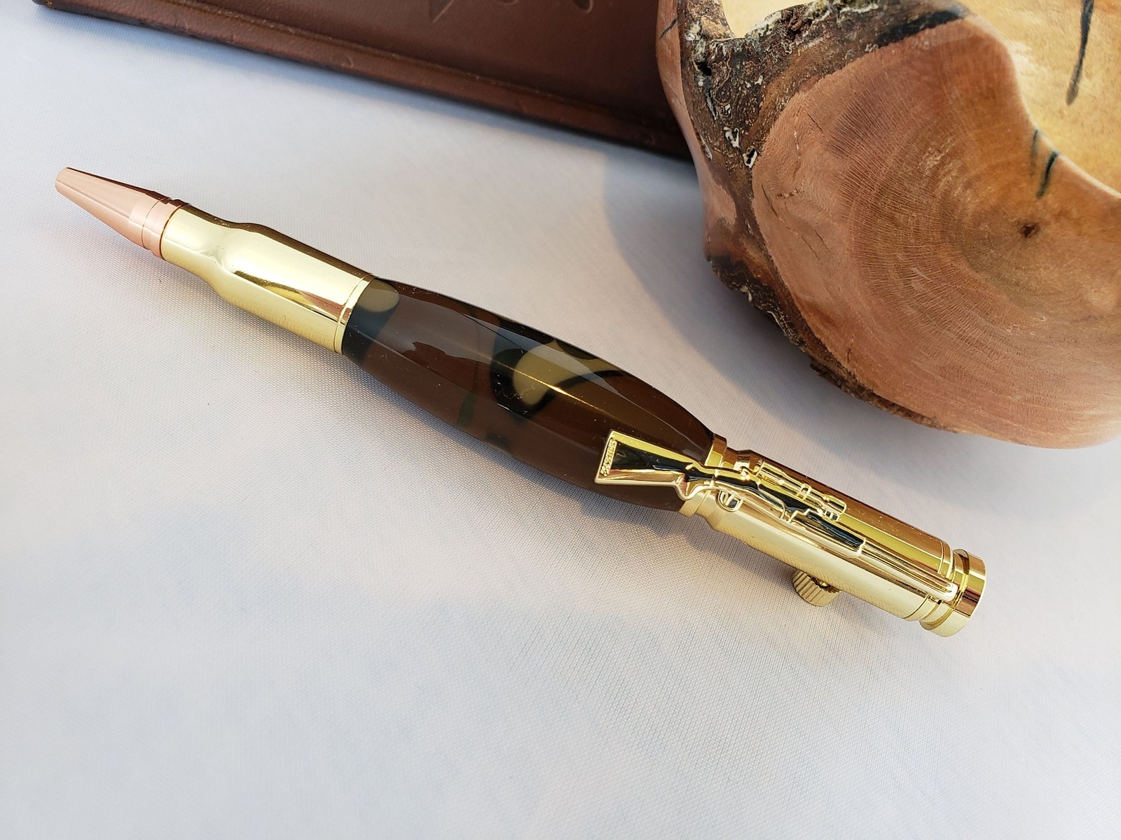 Handmade Bolt Action Cartridge Camo Pen for Avid Hunting Fan