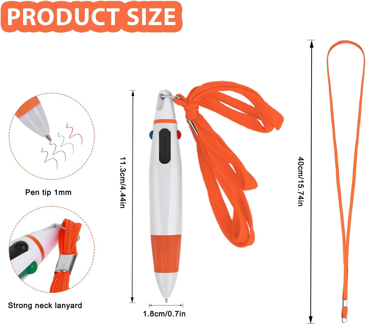 5 Pcs Retractable Pen with Lanyard, Neck Pens Multicolor Pen Rope Shuttle Pen 4