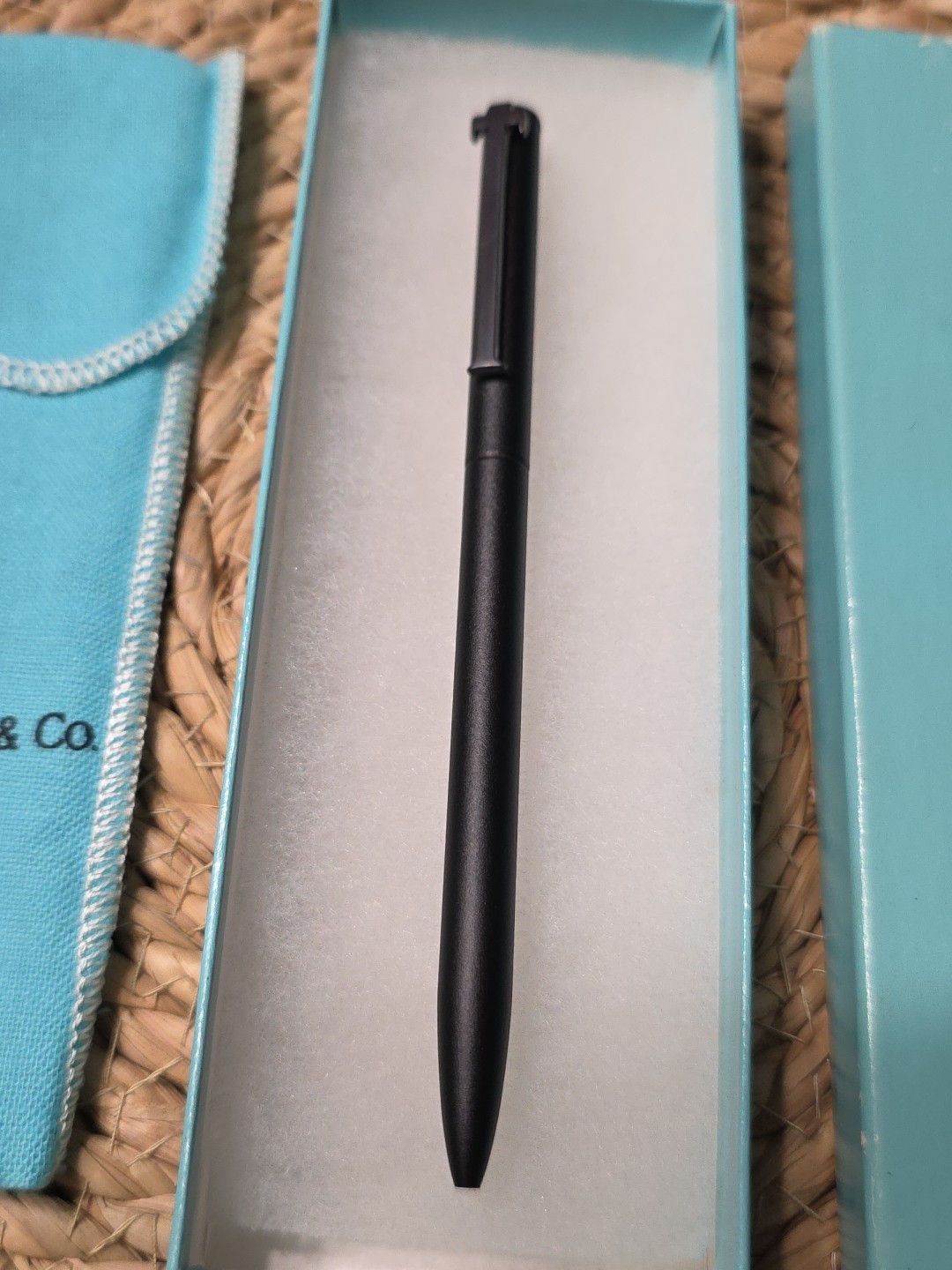 Tiffany & Co. Pen T Clip Black Enamel Sterling Silver 925 Clip Replace Ink NIB