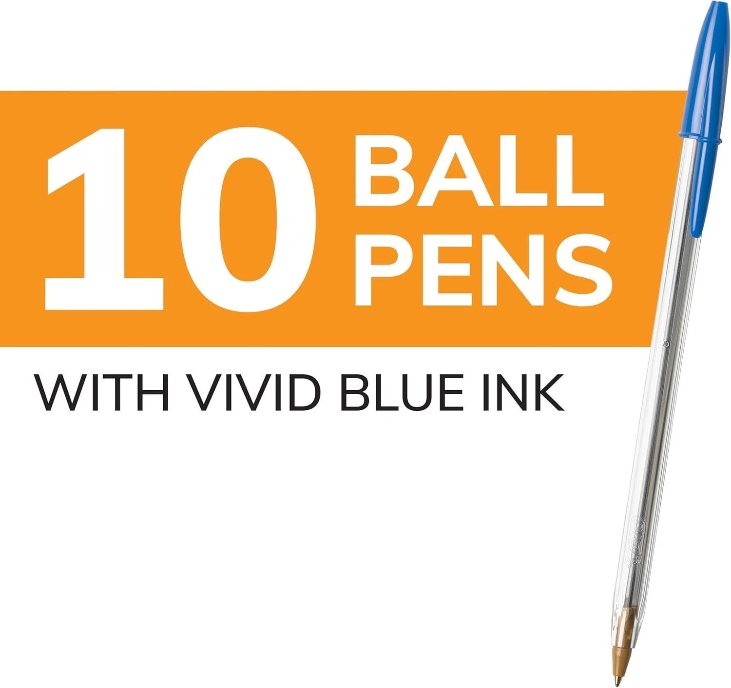 Pack of 10 Ballpoint Pen – Blue Ink Ball Point Pens for Office Writing School
