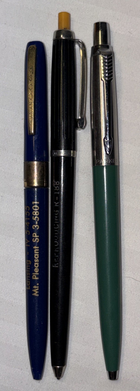 Vintage Ballpoint Pen Lot Parker, Scripto, Ballerina, USCO, All-Rite, Ambassador