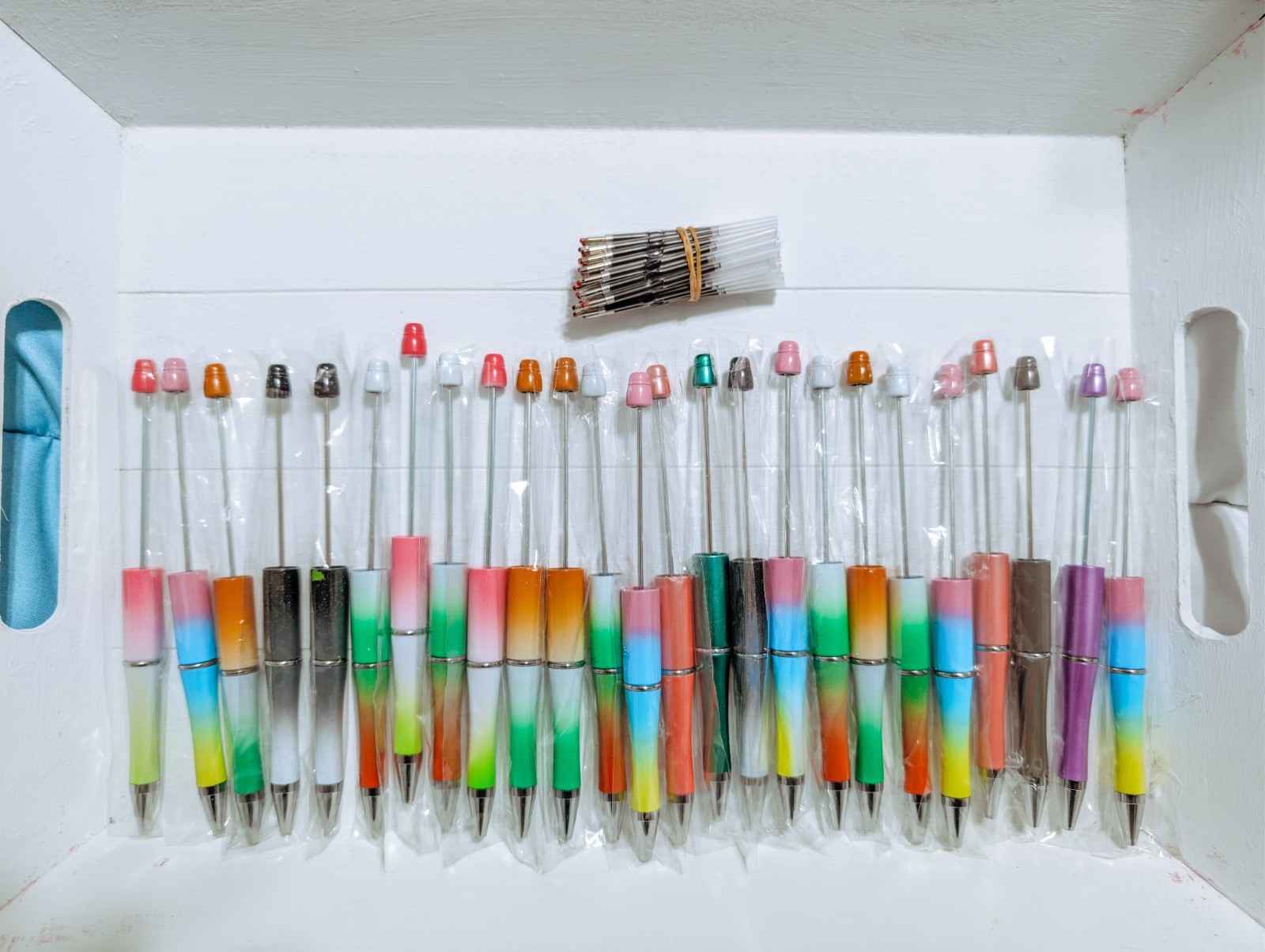 25pc DIY Beadable Pen Kit Blank Ballpoint Pens Bulk 20 Colors Craft Supplies