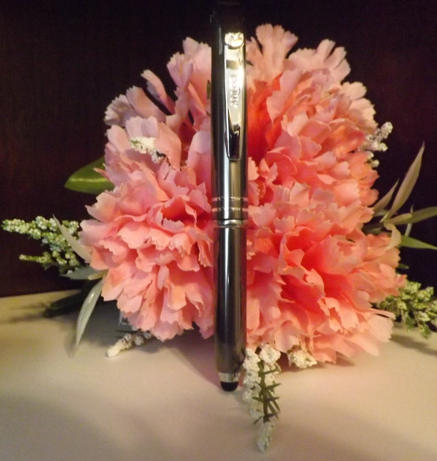3 in 1 Medina Lighted Tip Gunmetal LED Flashlight Pen by Adler (HIGH QUALITY)