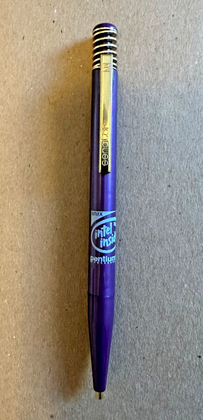 Vintage Intel Pentium II processor with MMX purple logo’d pen Made in Germany